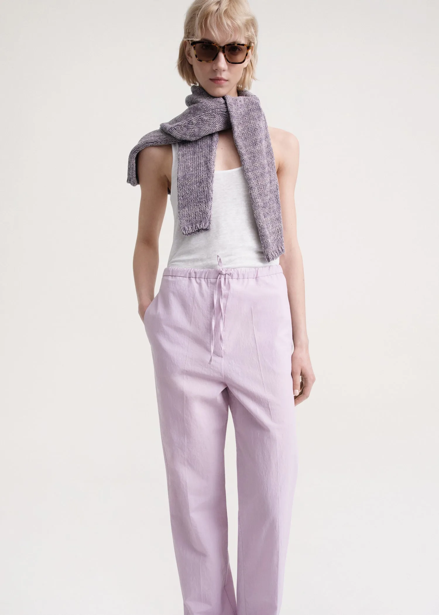 Press-creased drawstring trousers lilac sold by Toteme product image thumbnail 4