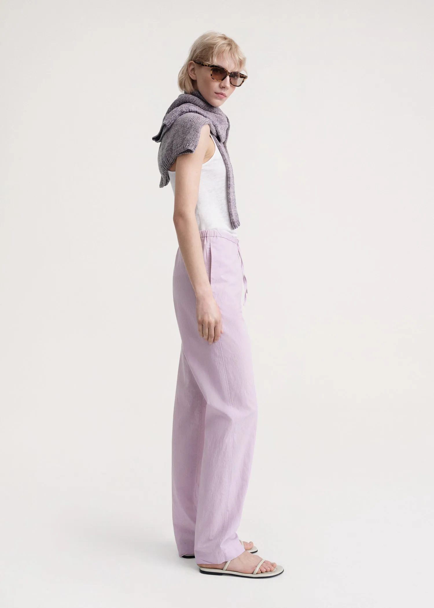 Press-creased drawstring trousers lilac sold by Toteme product image thumbnail 2