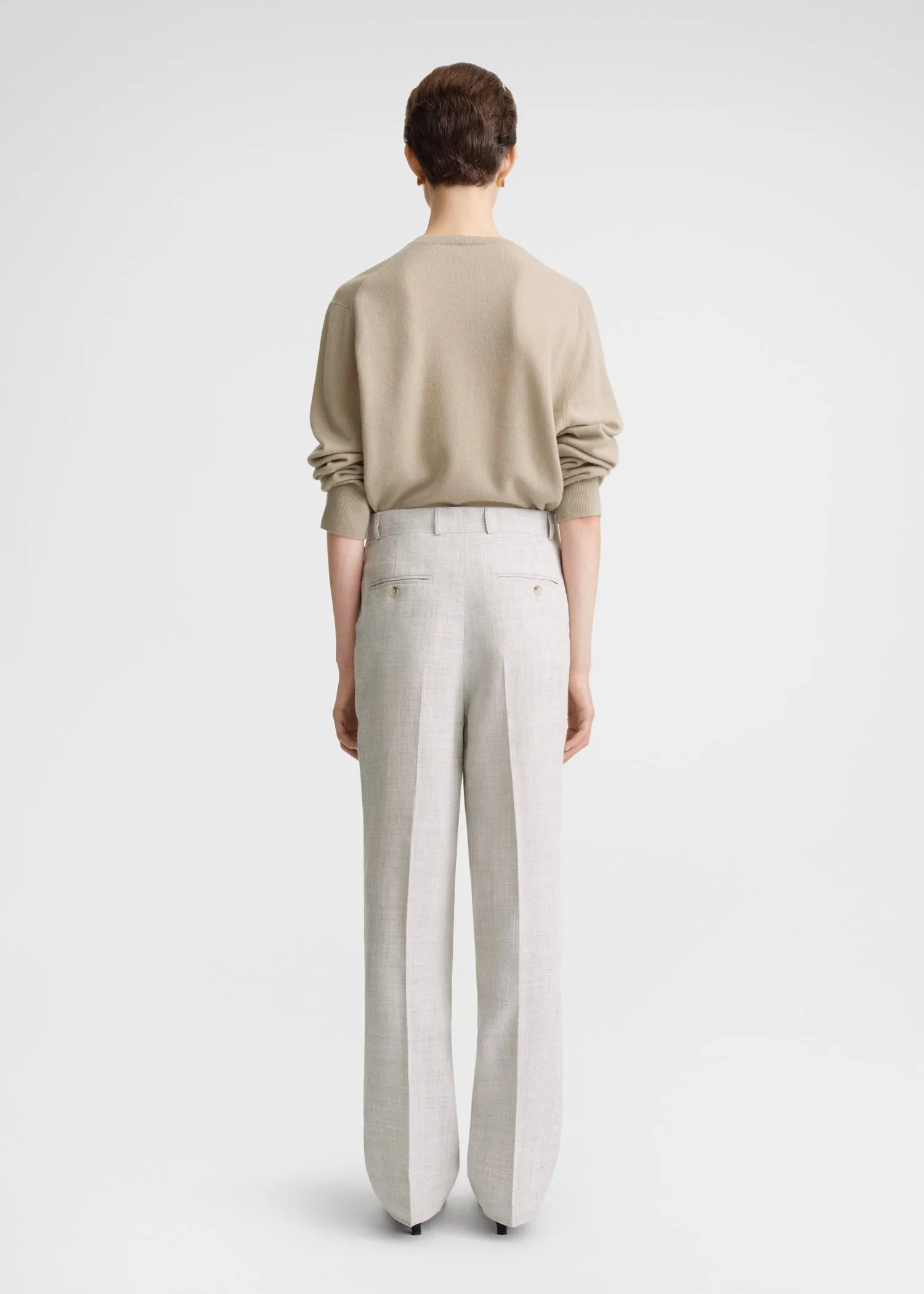 Double-pleated tailored trousers oat melange sold by Toteme product image thumbnail 3