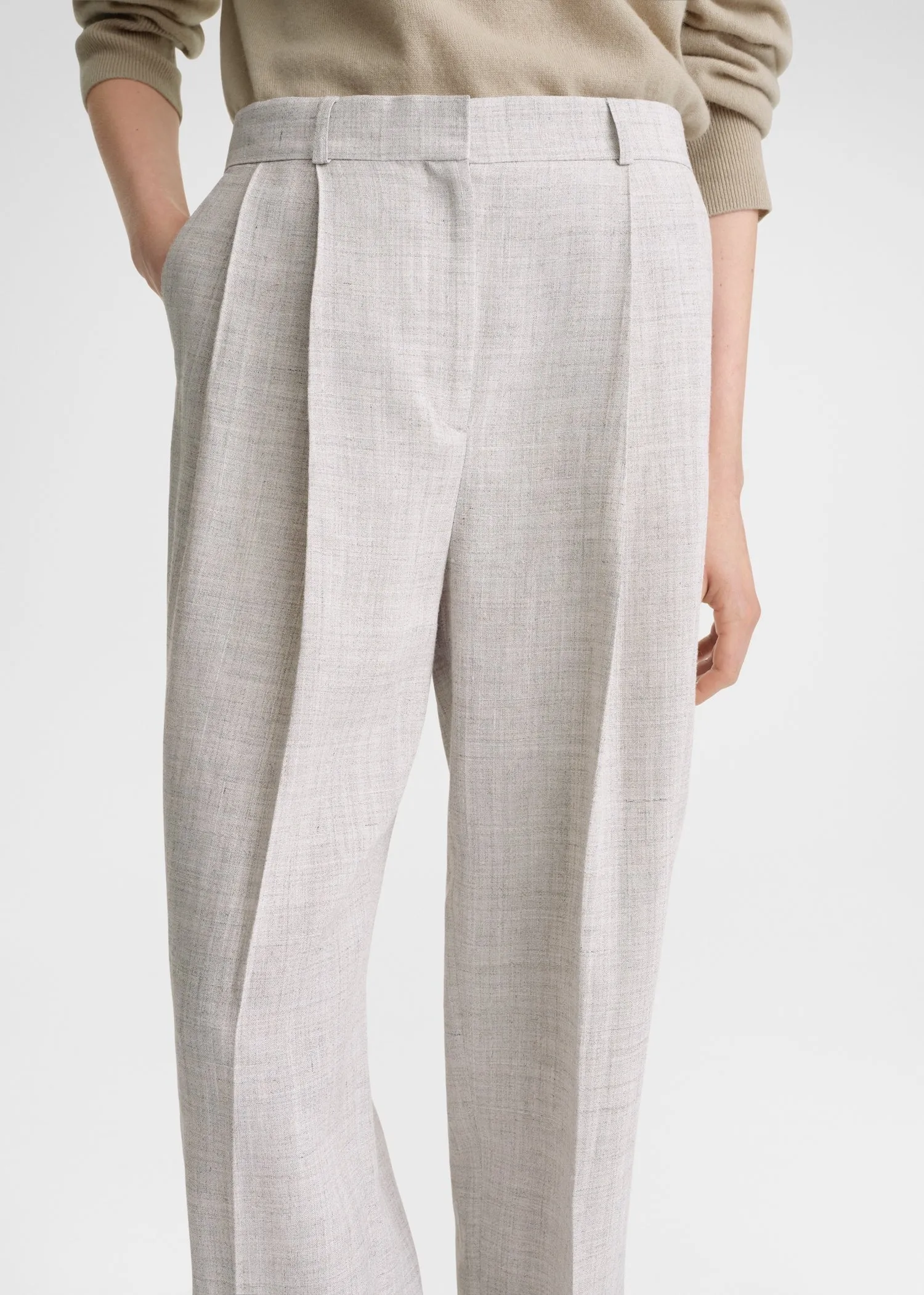 Double-pleated tailored trousers oat melange sold by Toteme product image thumbnail 4
