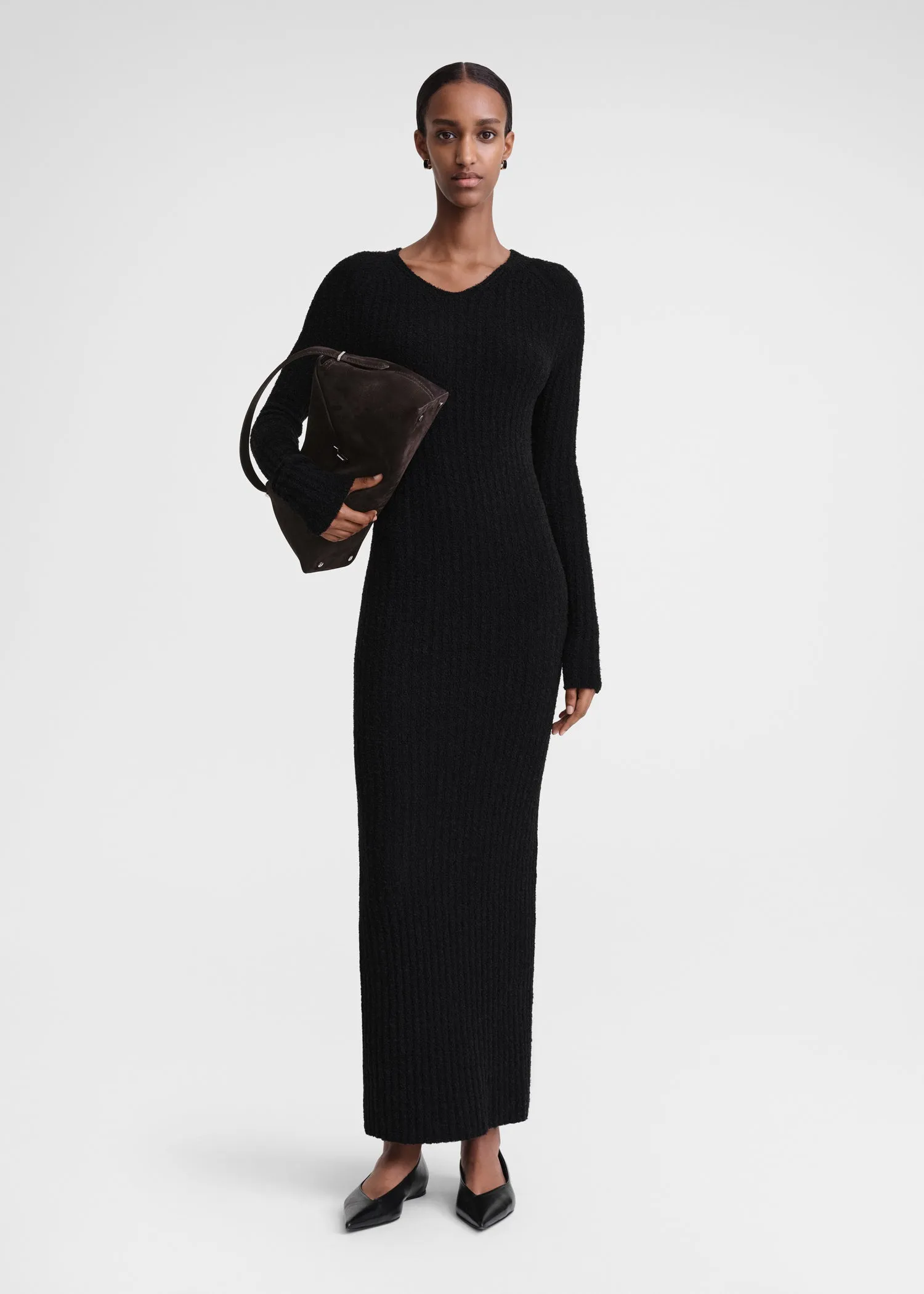 Ribbed merino blend dress black sold by Toteme