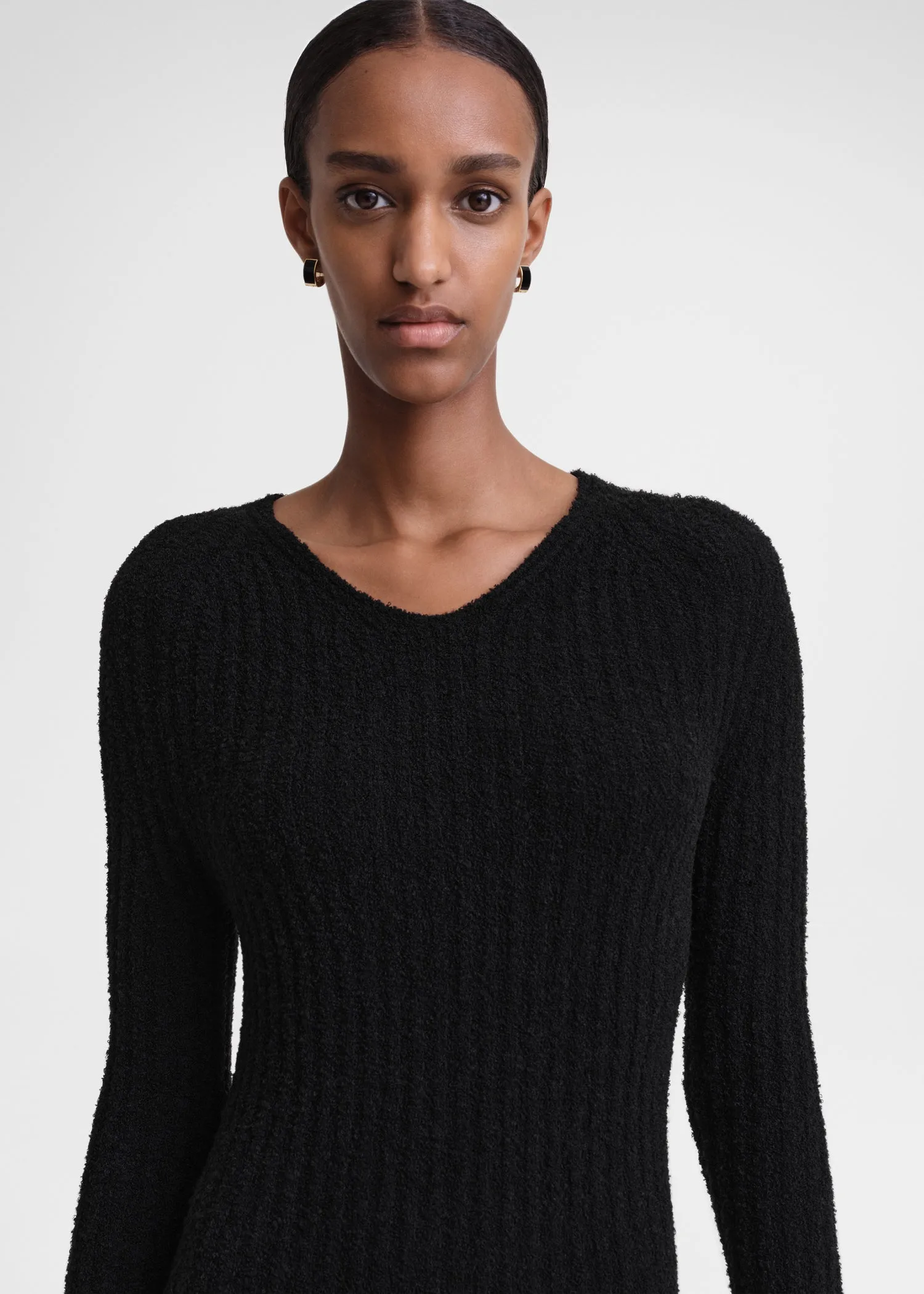 Ribbed merino blend dress black sold by Toteme product image thumbnail 4