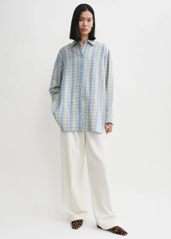 Relaxed linen-blend shirt madras check made by Toteme