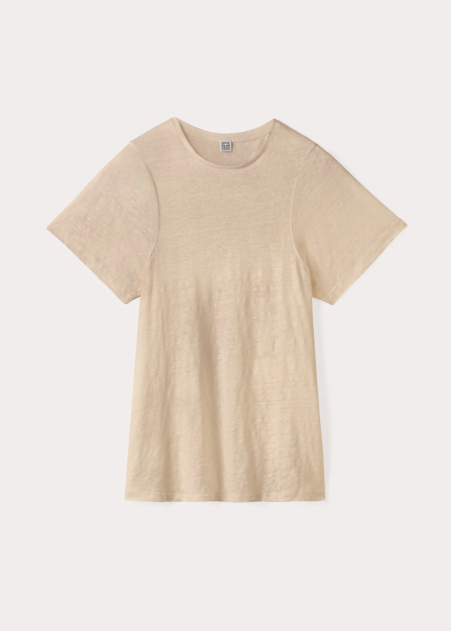 Curved seam linen tee sand sold by Toteme product image thumbnail 5