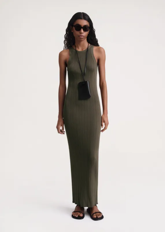 Seamless rib tank dress faded olive made by Toteme
