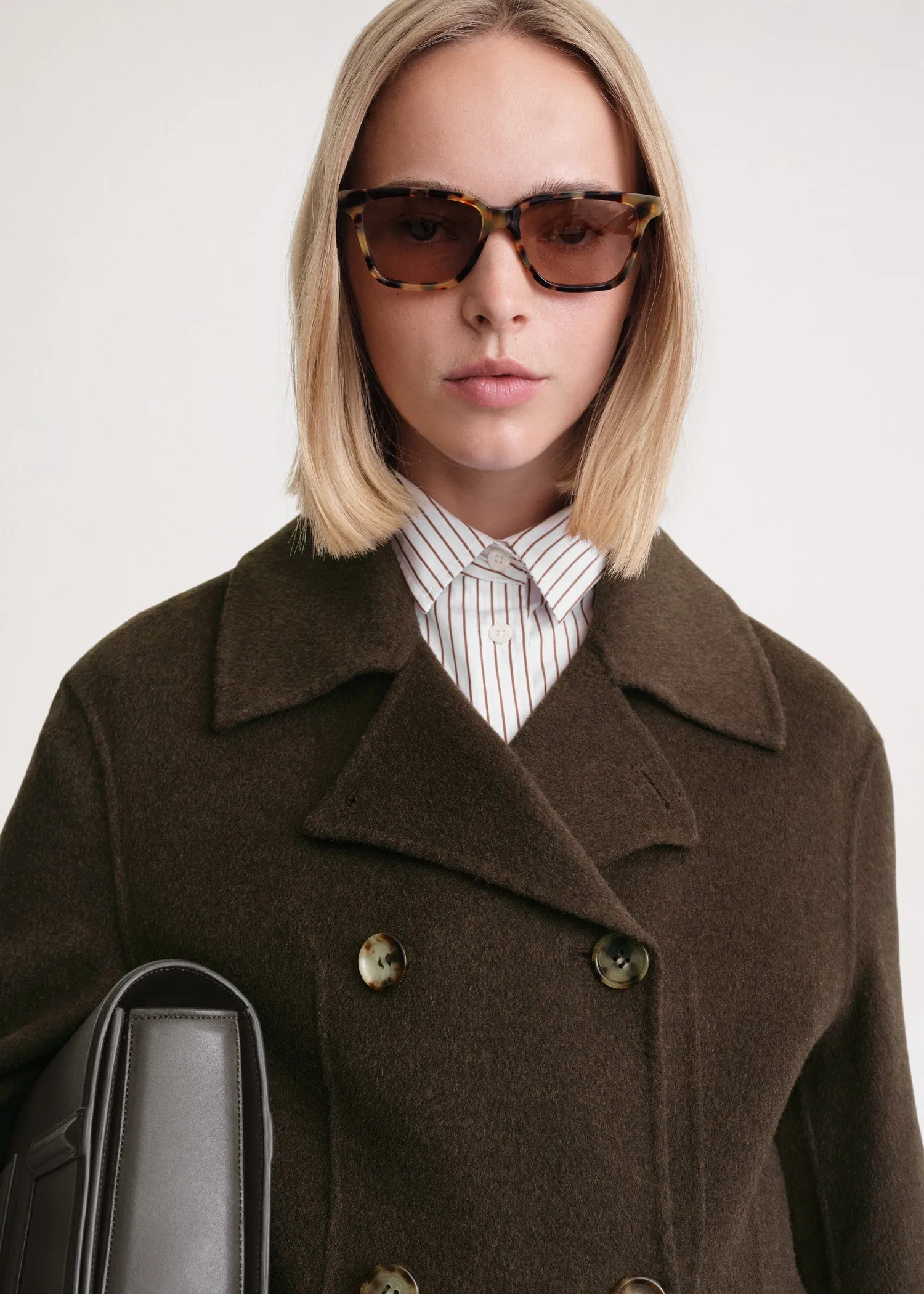 Structured-waist jacket chocolate mélange sold by Toteme product image thumbnail 4