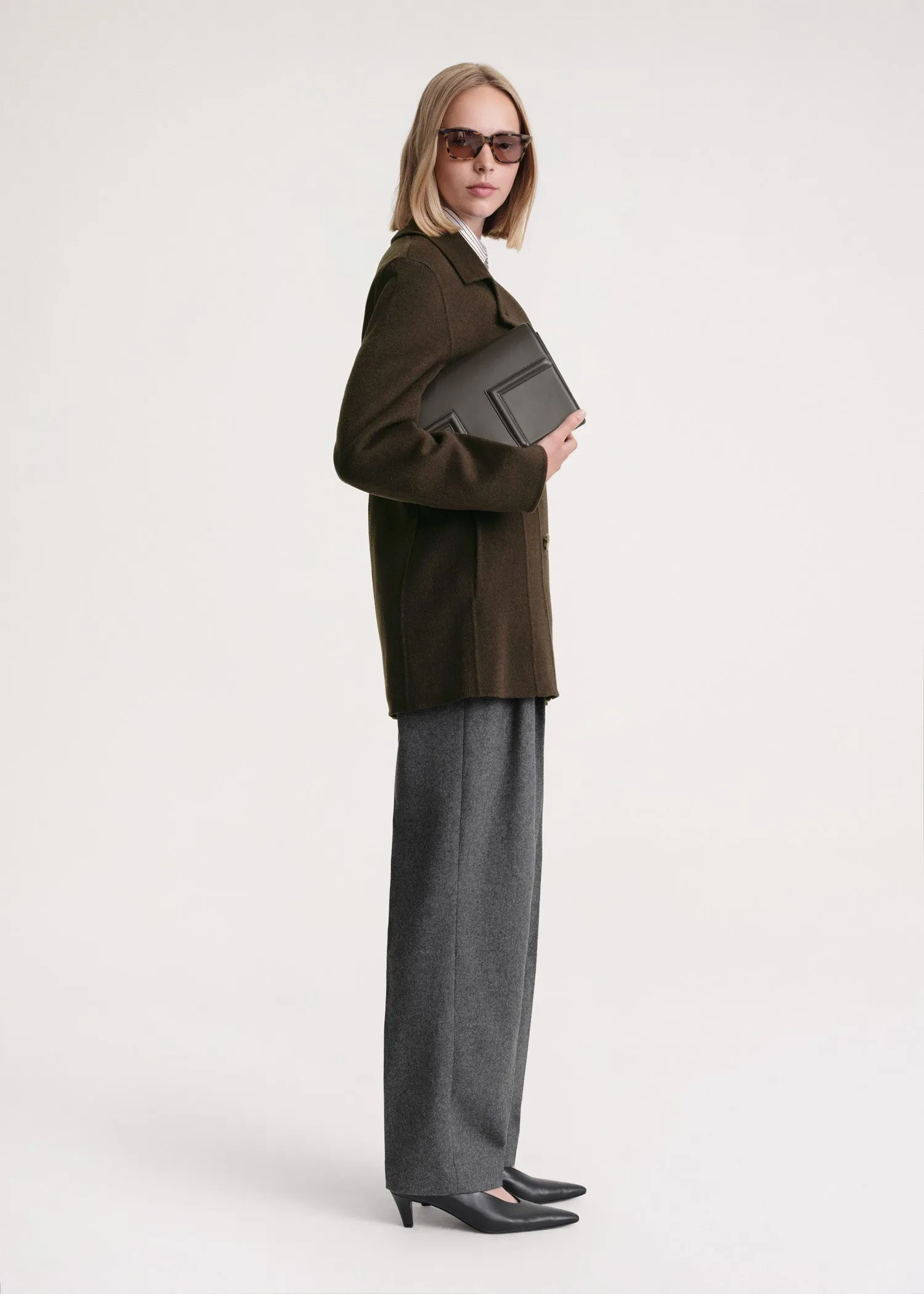 Structured-waist jacket chocolate mélange sold by Toteme product image thumbnail 2