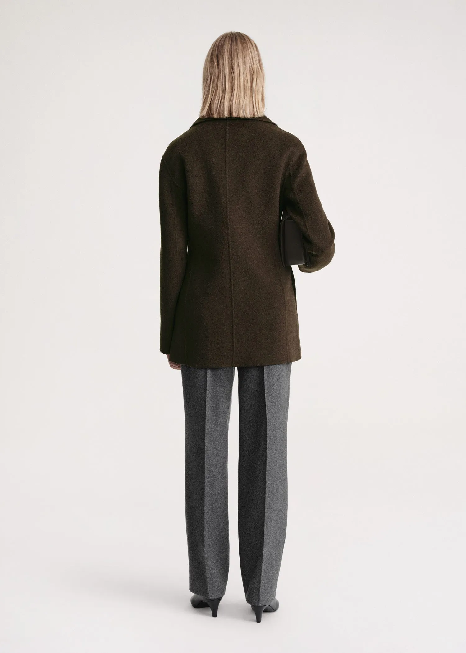 Structured-waist jacket chocolate mélange sold by Toteme product image thumbnail 3