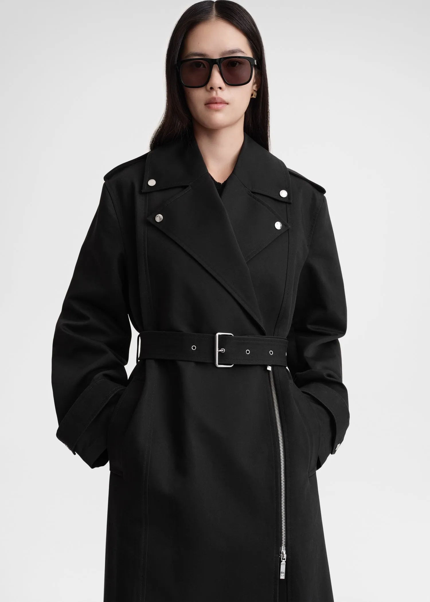 Cotton biker trench black sold by Toteme product image thumbnail 4