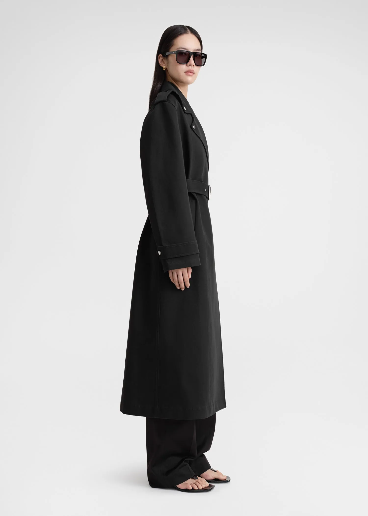 Cotton biker trench black sold by Toteme product image thumbnail 2