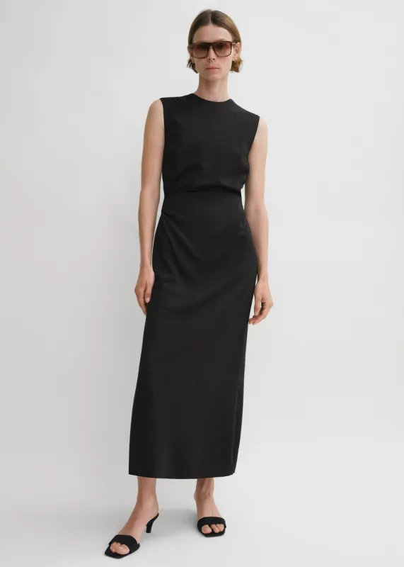 Fluid tie-waist dress black sold by Toteme