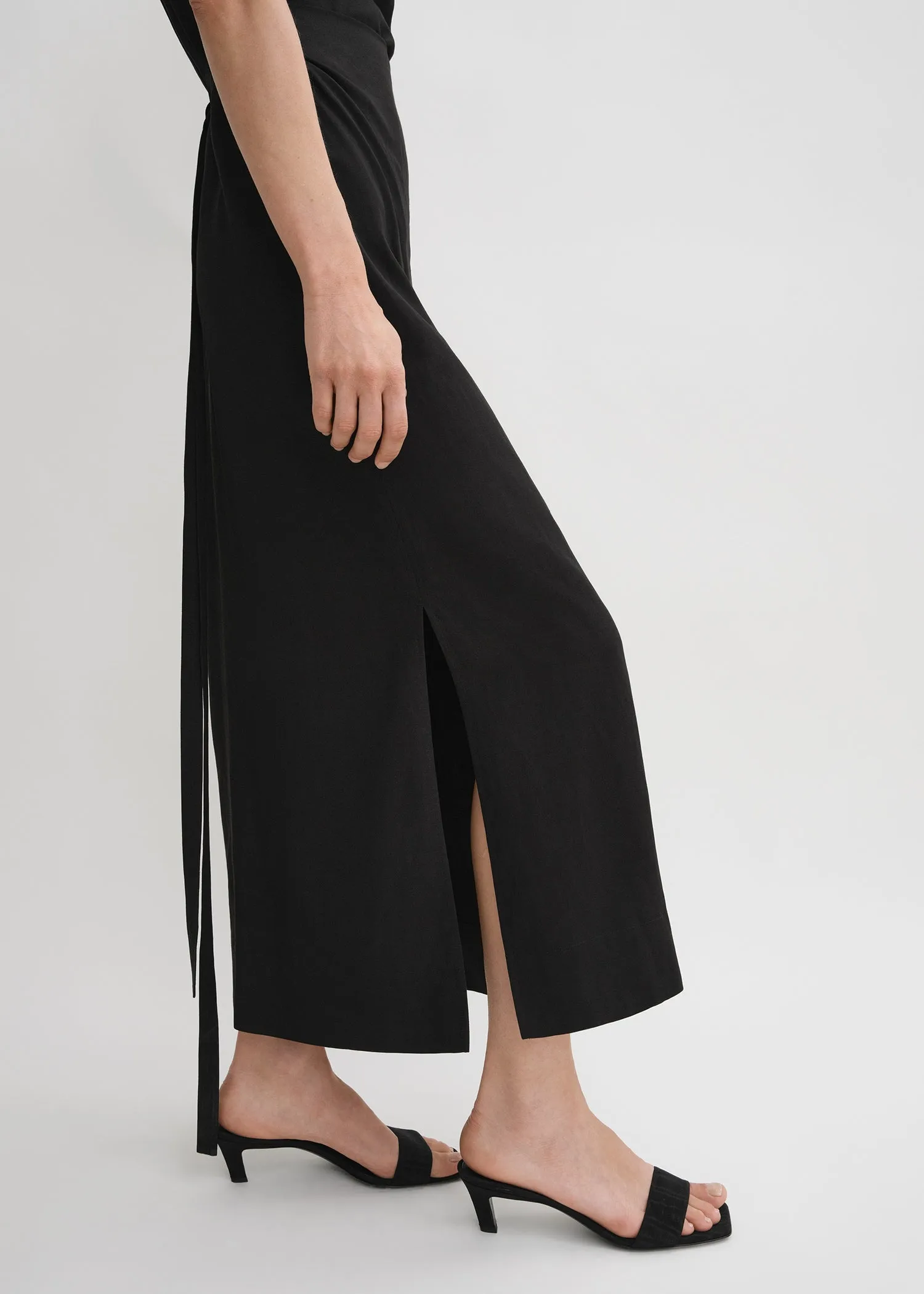 Fluid tie-waist dress black sold by Toteme product image thumbnail 5