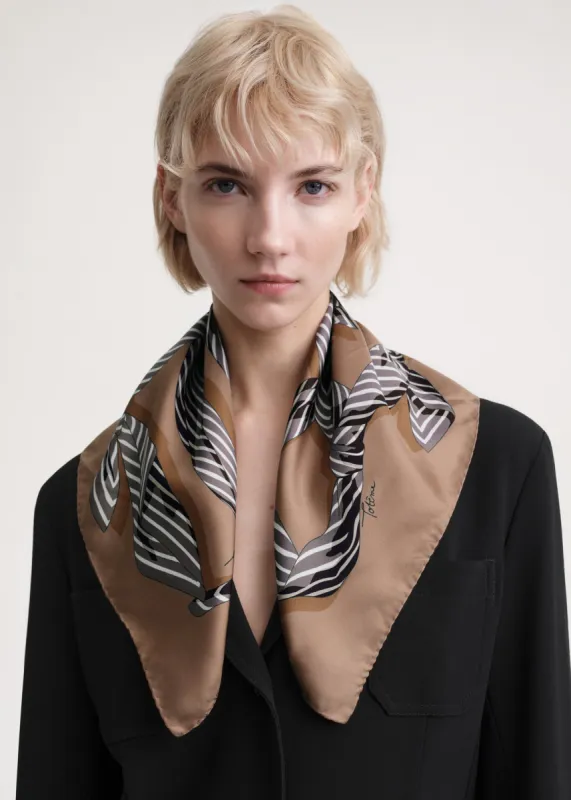 Knotted monogram silk scarf brown sold by Toteme
