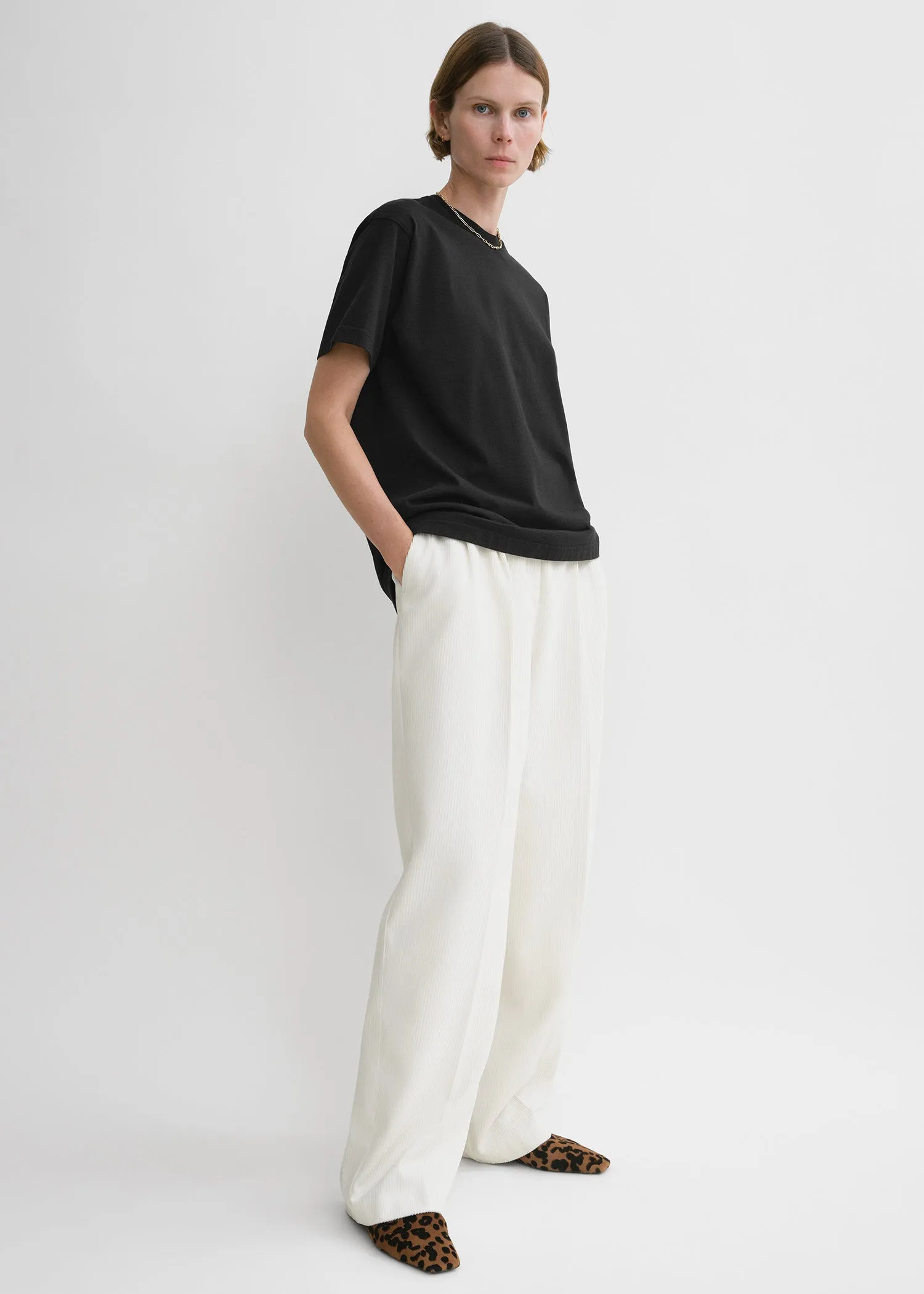 Straight cotton tee black sold by Toteme product image thumbnail 2