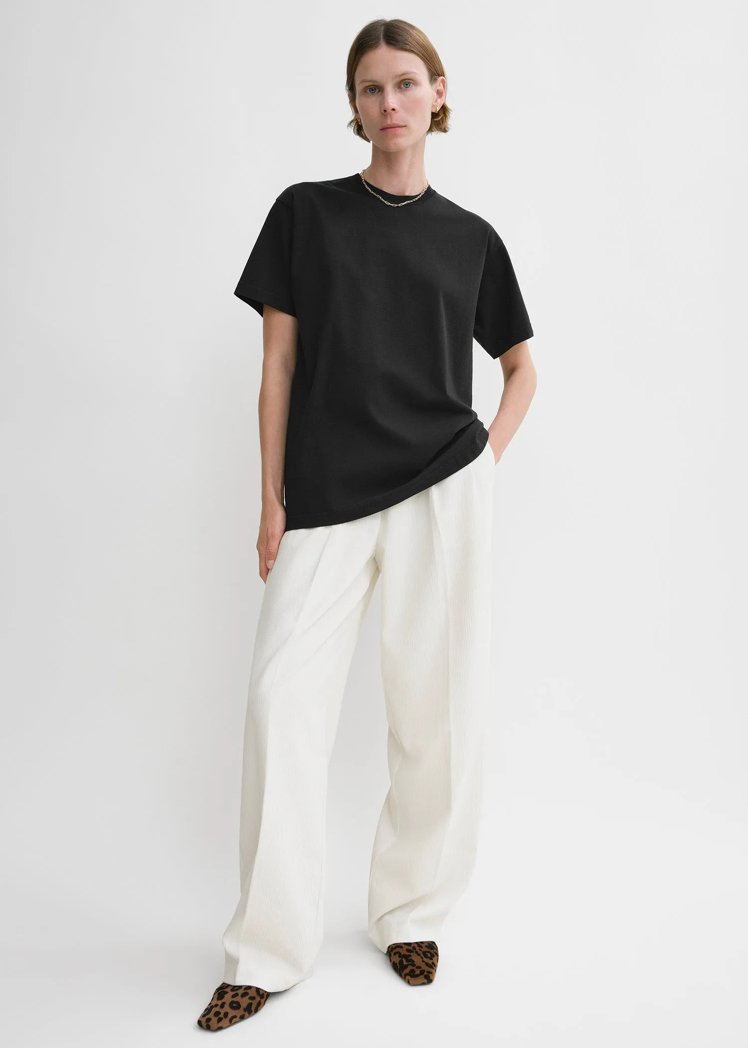 Straight cotton tee black sold by Toteme