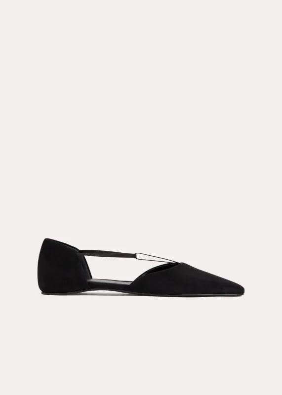 The Suede T-Strap Flat black sold by Toteme