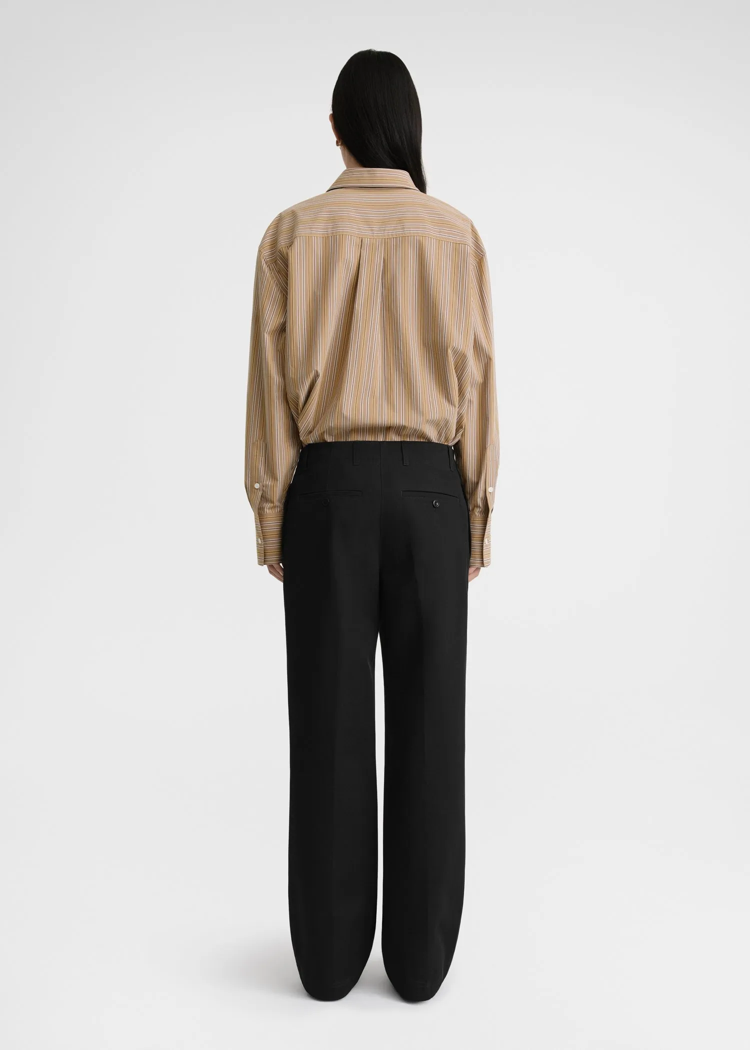 Relaxed striped cotton shirt caramel/cornsilk sold by Toteme product image thumbnail 4