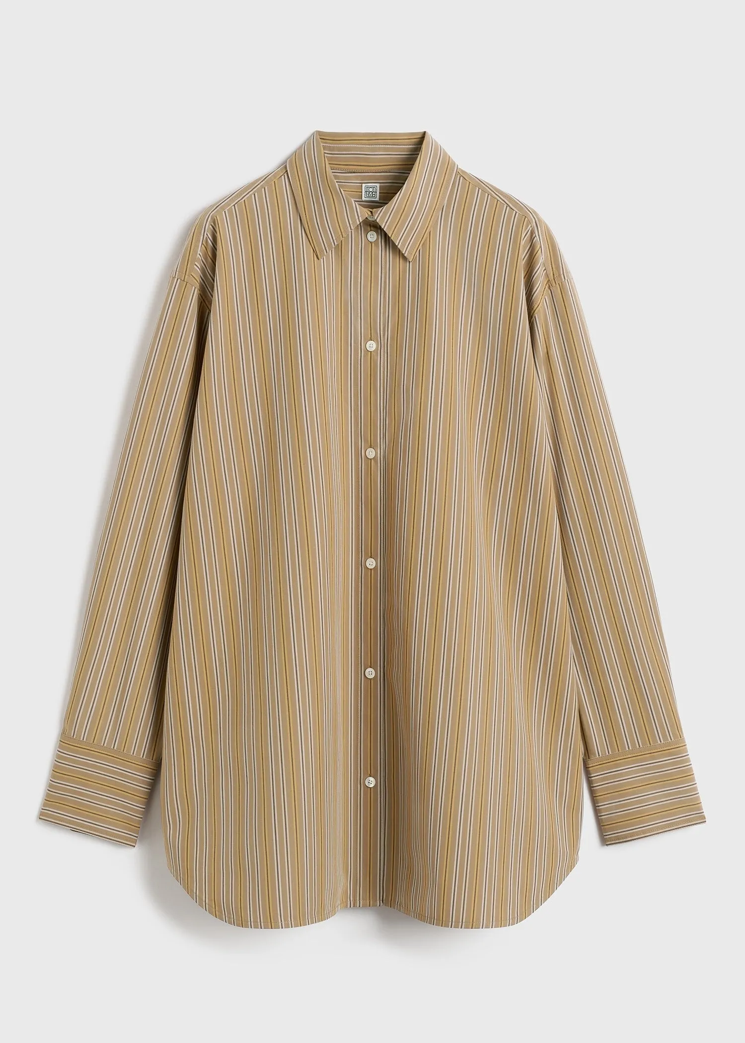 Relaxed striped cotton shirt caramel/cornsilk sold by Toteme product image thumbnail 5