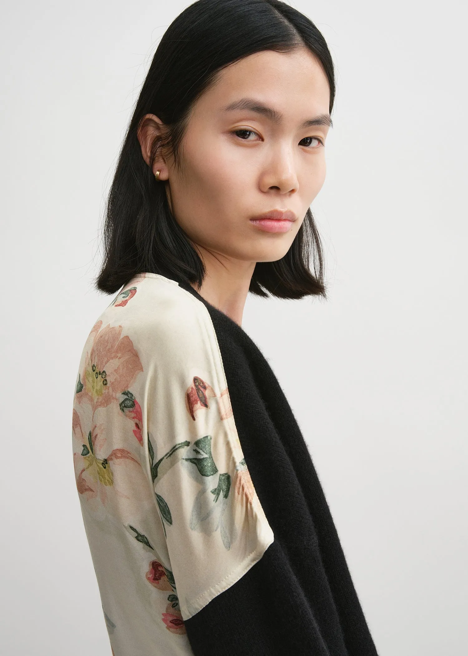 Boxy satin-back cardigan black sold by Toteme product image thumbnail 4