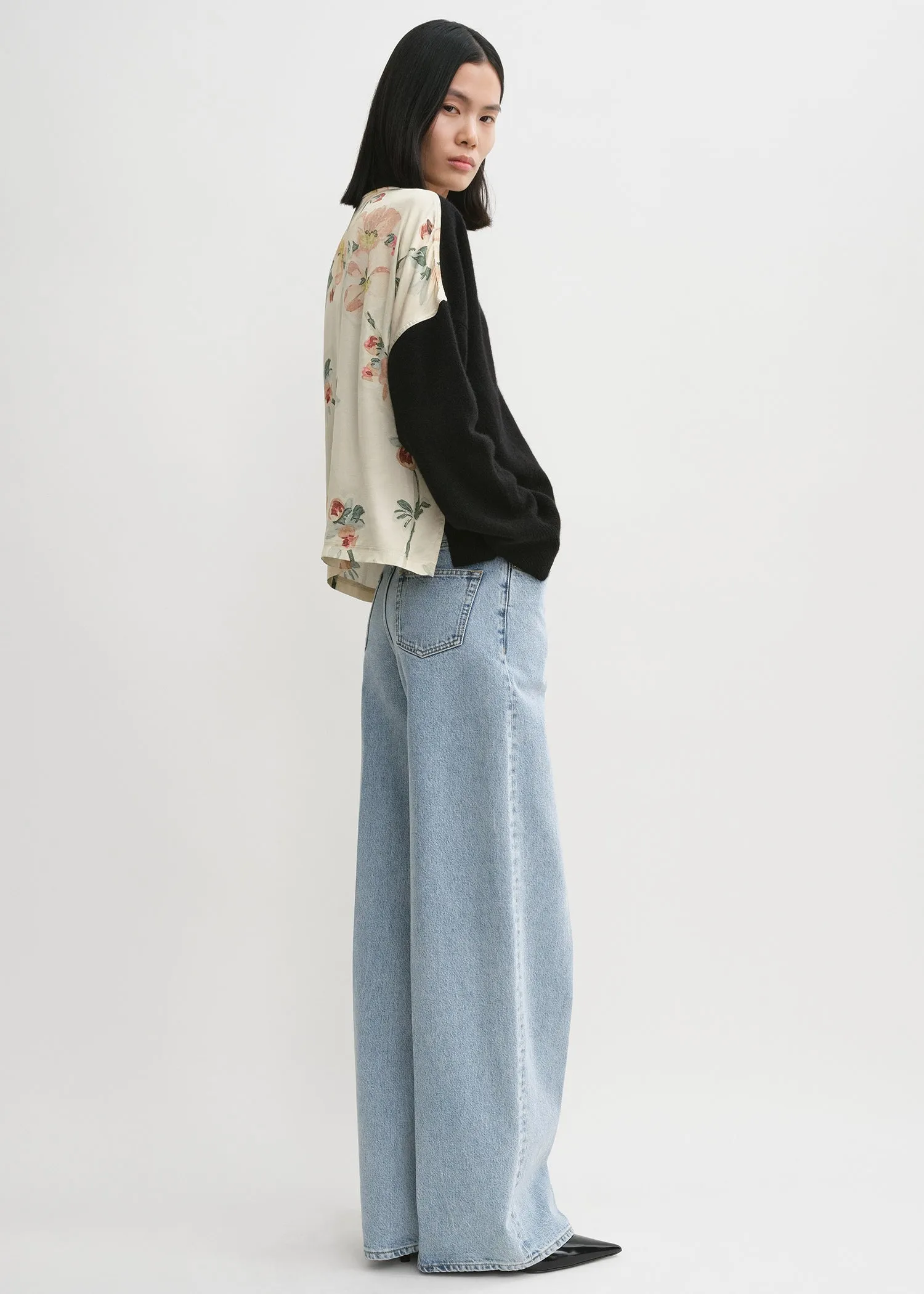 Boxy satin-back cardigan black sold by Toteme