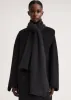 Embroidered monogram wool cashmere scarf black sold by Toteme