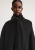 Embroidered monogram wool cashmere scarf black sold by Toteme