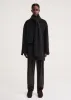Embroidered monogram wool cashmere scarf black sold by Toteme