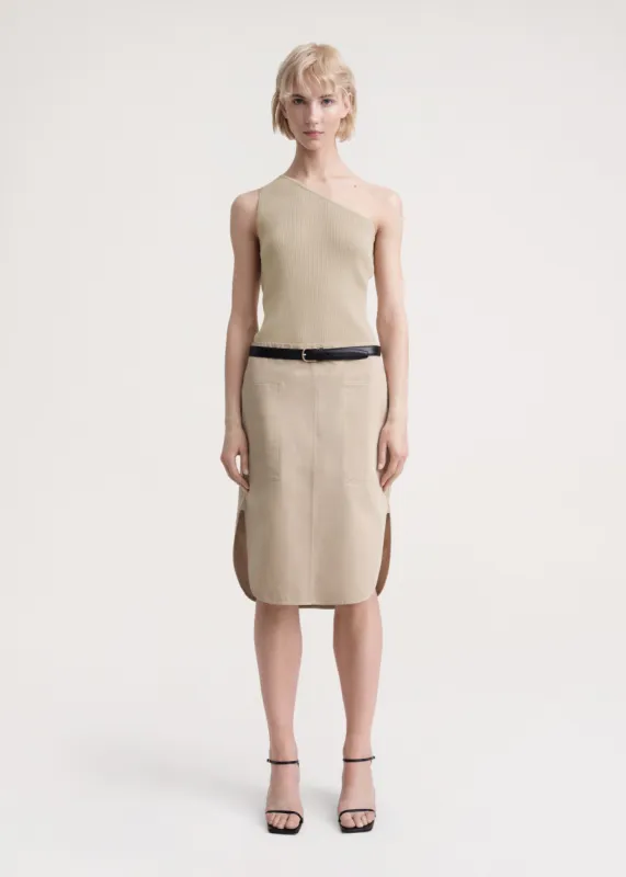 One-shoulder ribbed top overcast beige made by Toteme