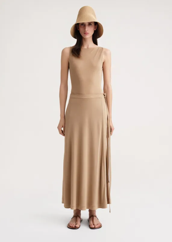 Tie-waist wrap skirt nutmeg sold by Toteme