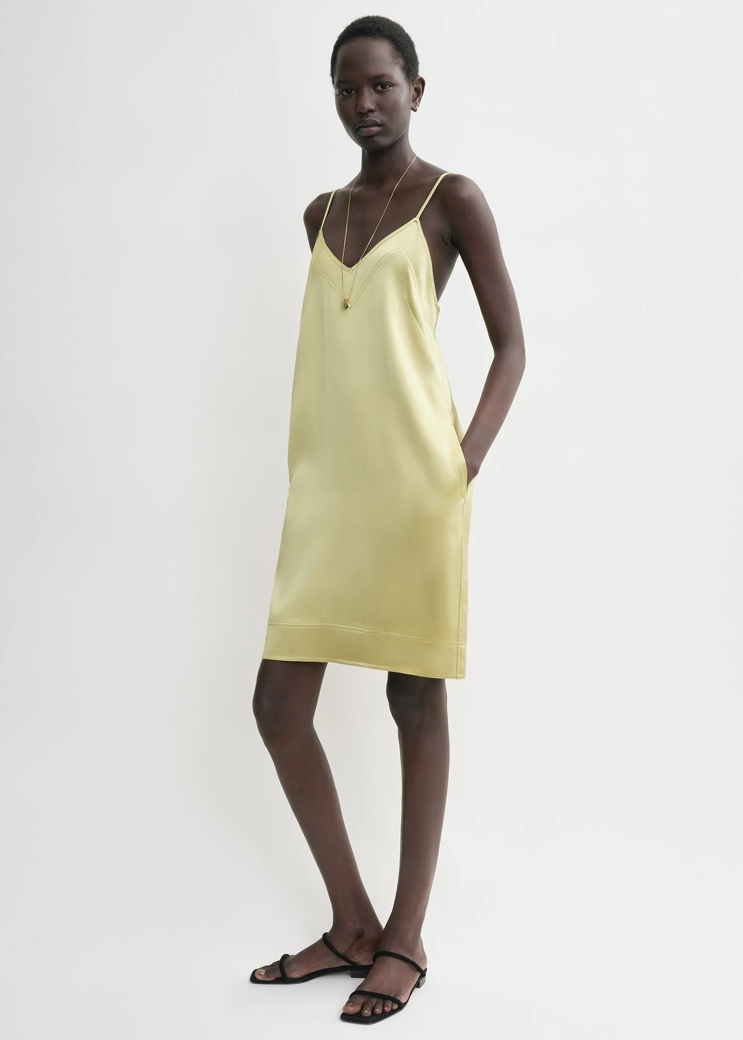 Contrast satin cami dress melon sold by Toteme product image thumbnail 2
