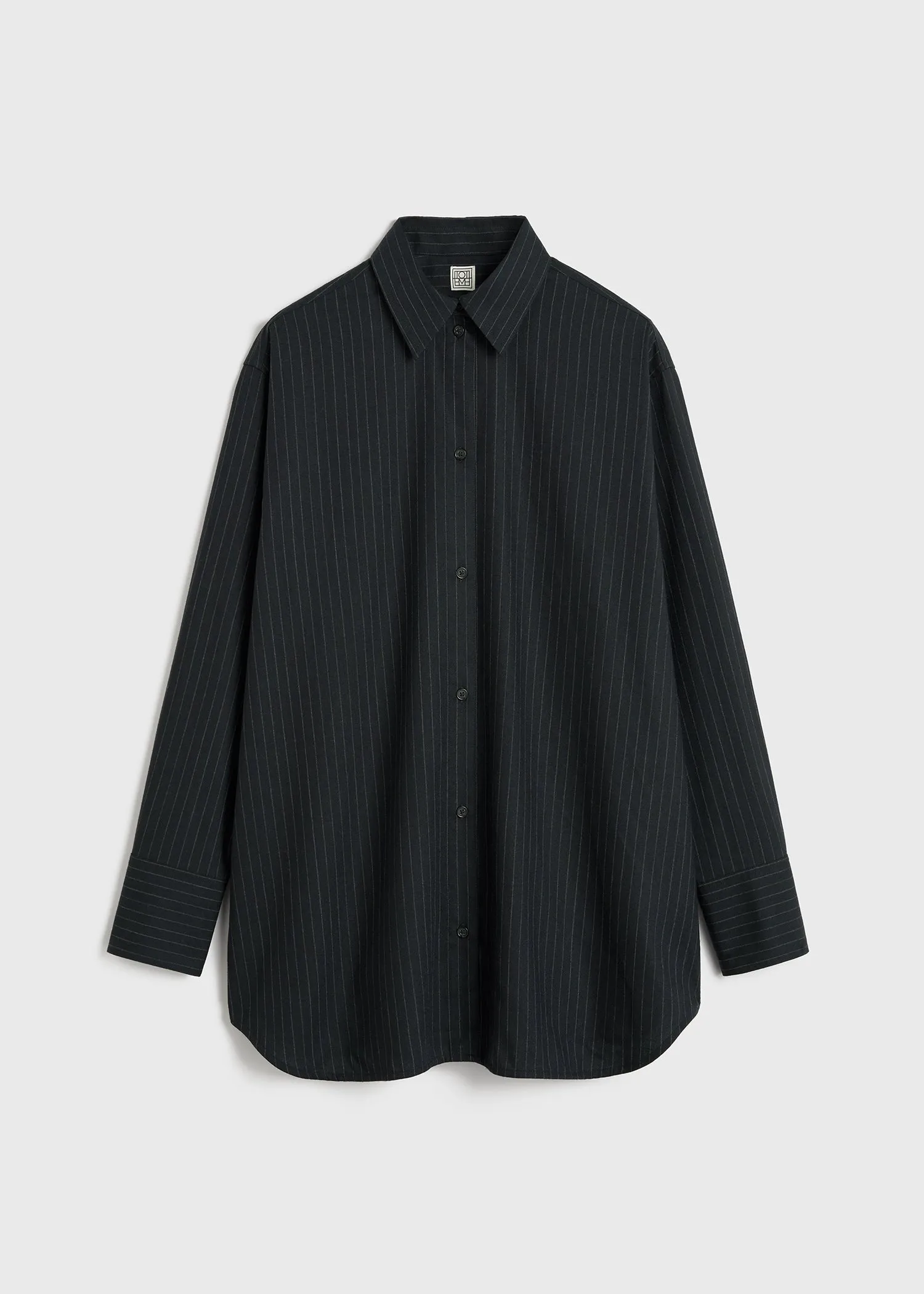 Relaxed pinstriped shirt navy sold by Toteme product image thumbnail 5