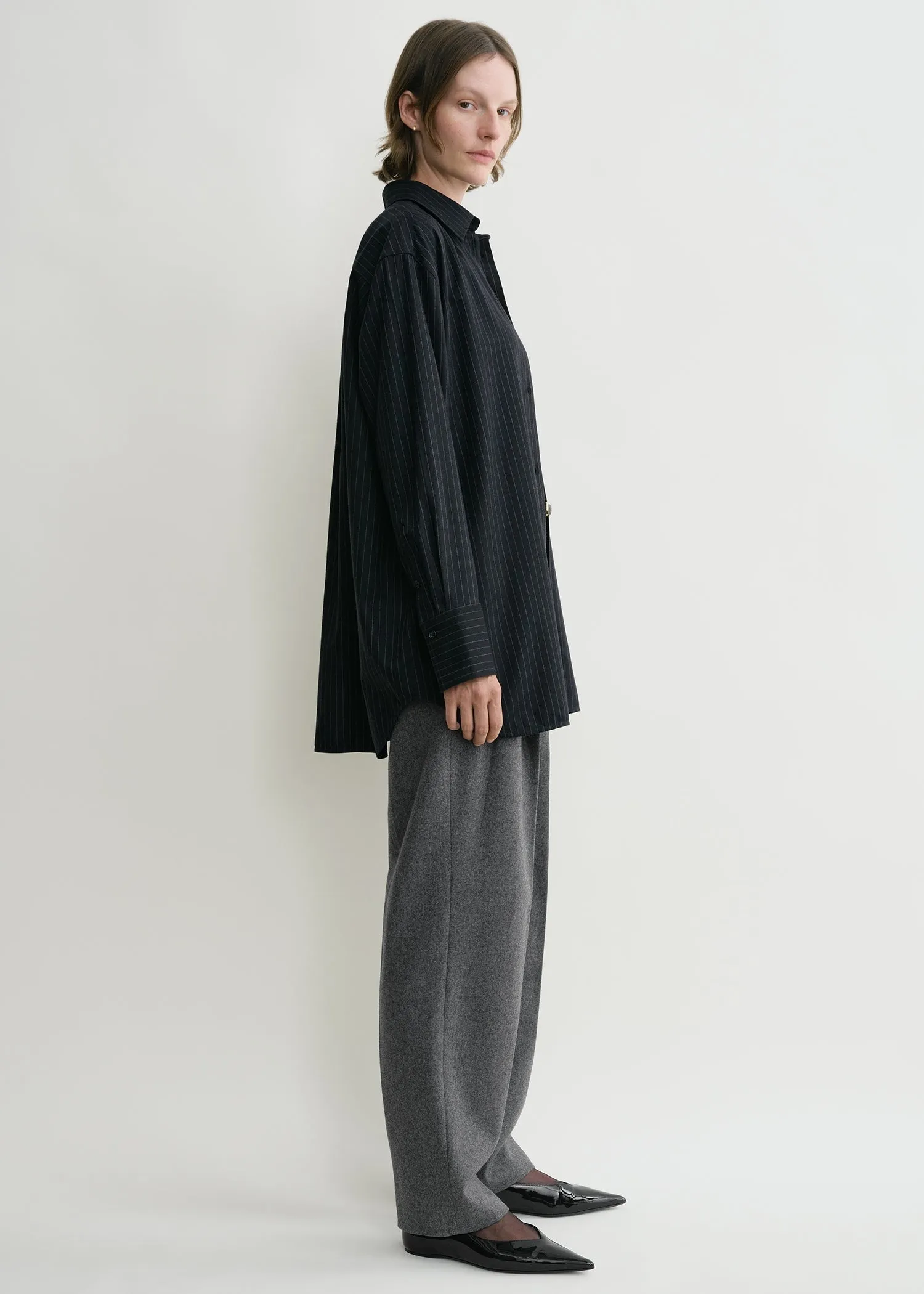 Relaxed pinstriped shirt navy sold by Toteme product image thumbnail 2