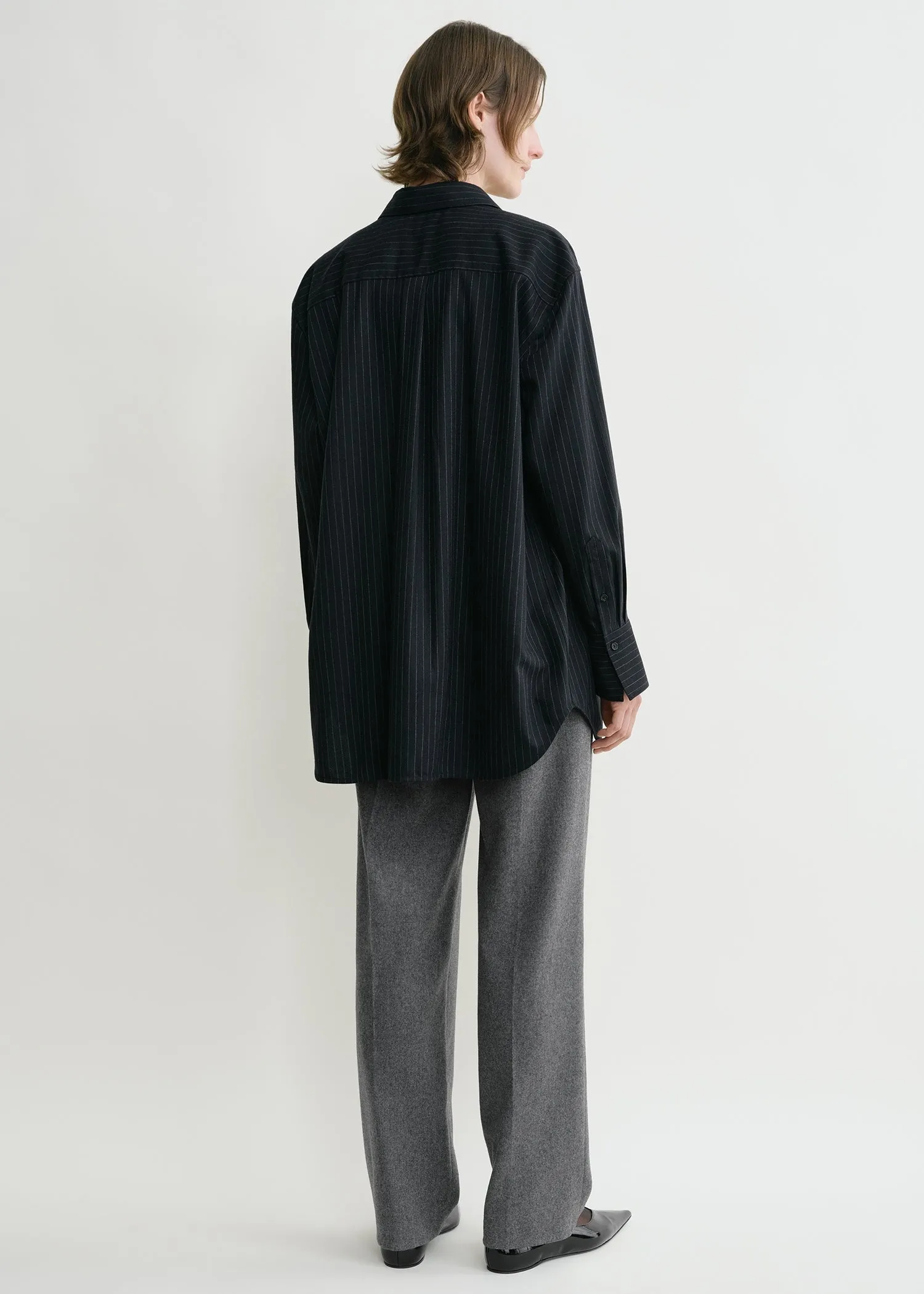 Relaxed pinstriped shirt navy sold by Toteme product image thumbnail 3