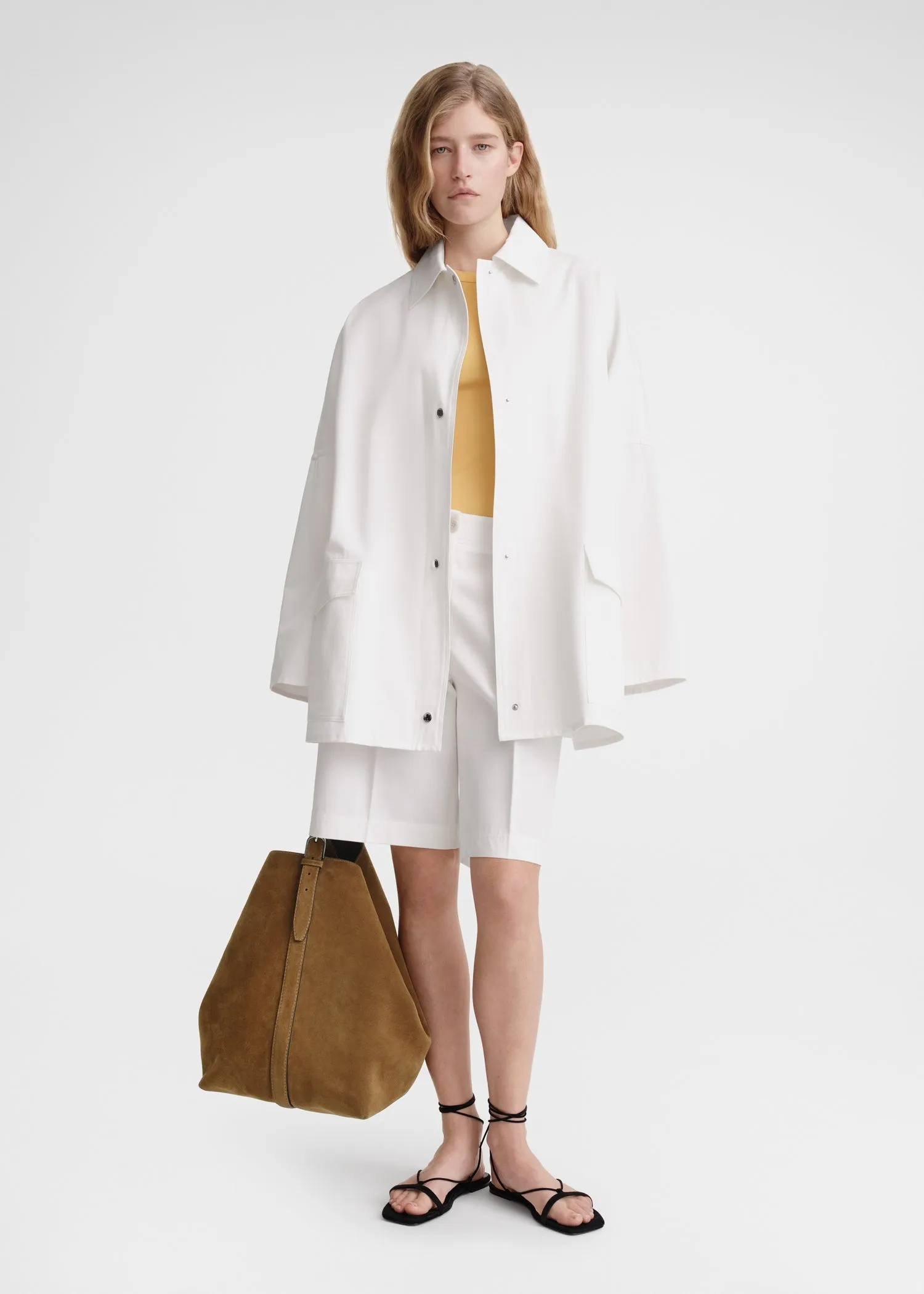 Cotton twill overshirt jacket white | Parallel