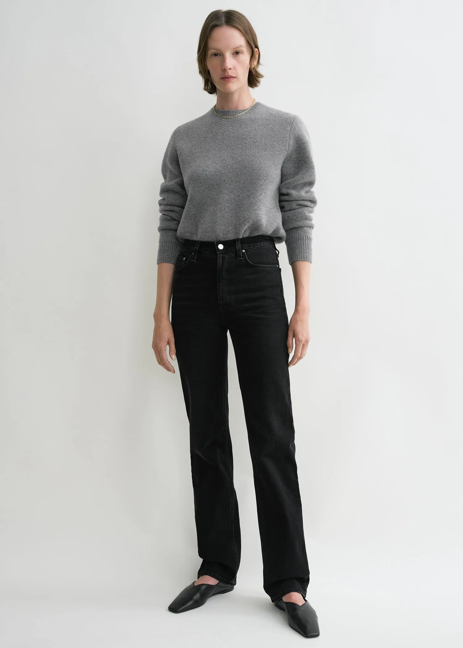 Classic cut denim full length faded black sold by Toteme