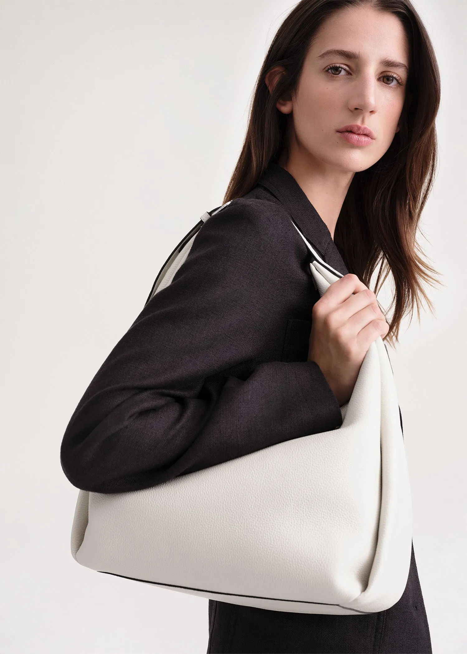Grained-leather hobo bag milk sold by Toteme product image thumbnail 3