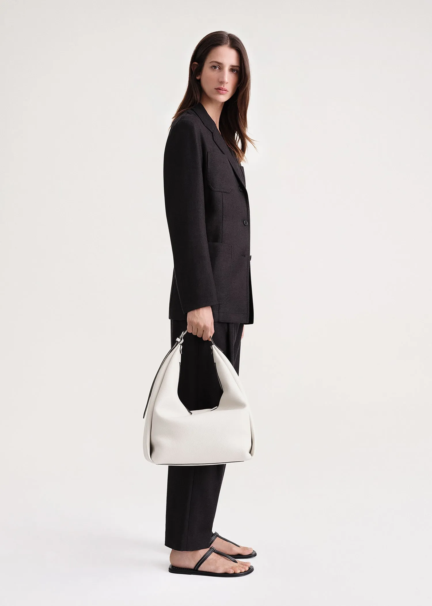Grained-leather hobo bag milk sold by Toteme product image thumbnail 2