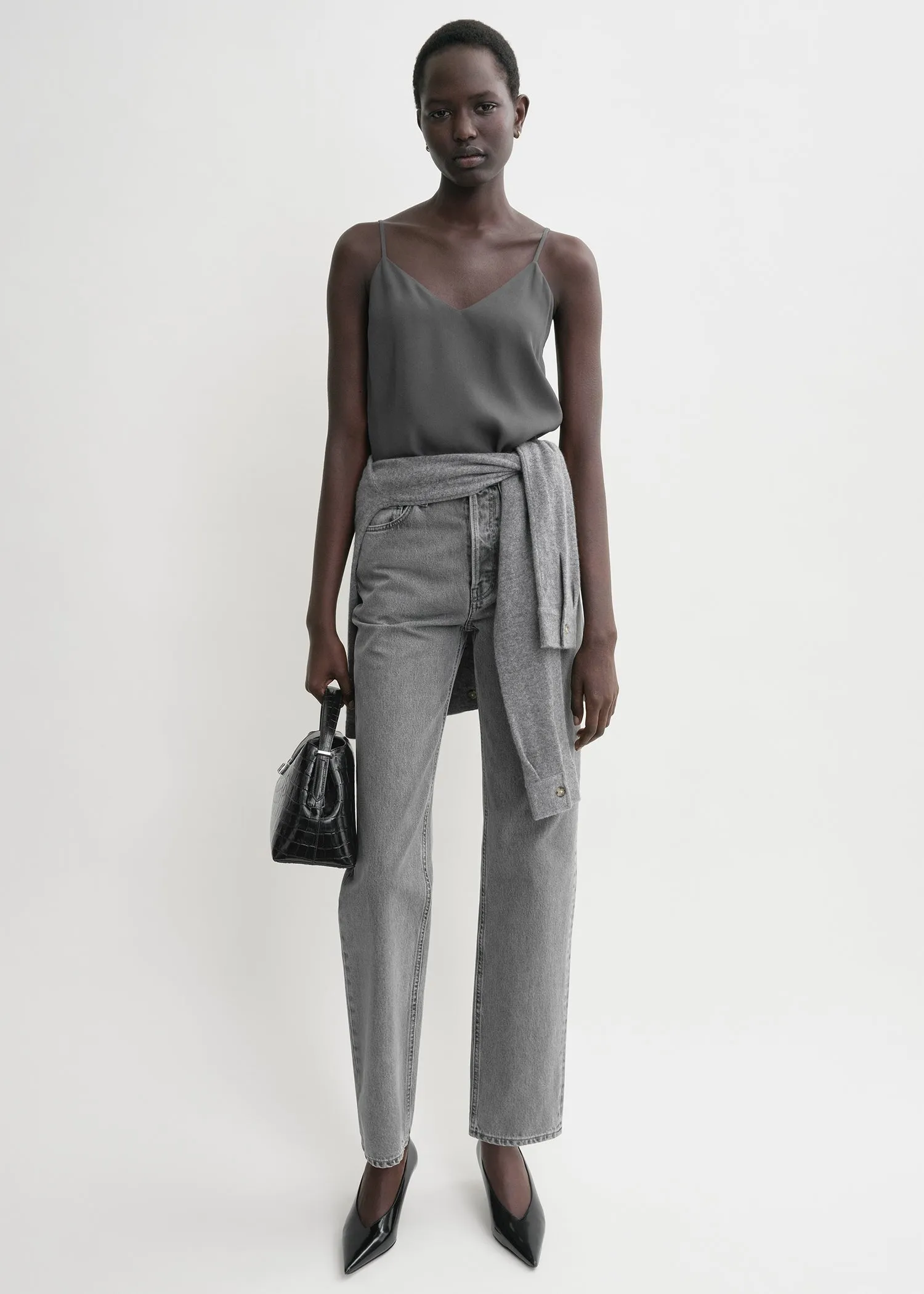 Crepe-back satin cami top lead sold by Toteme