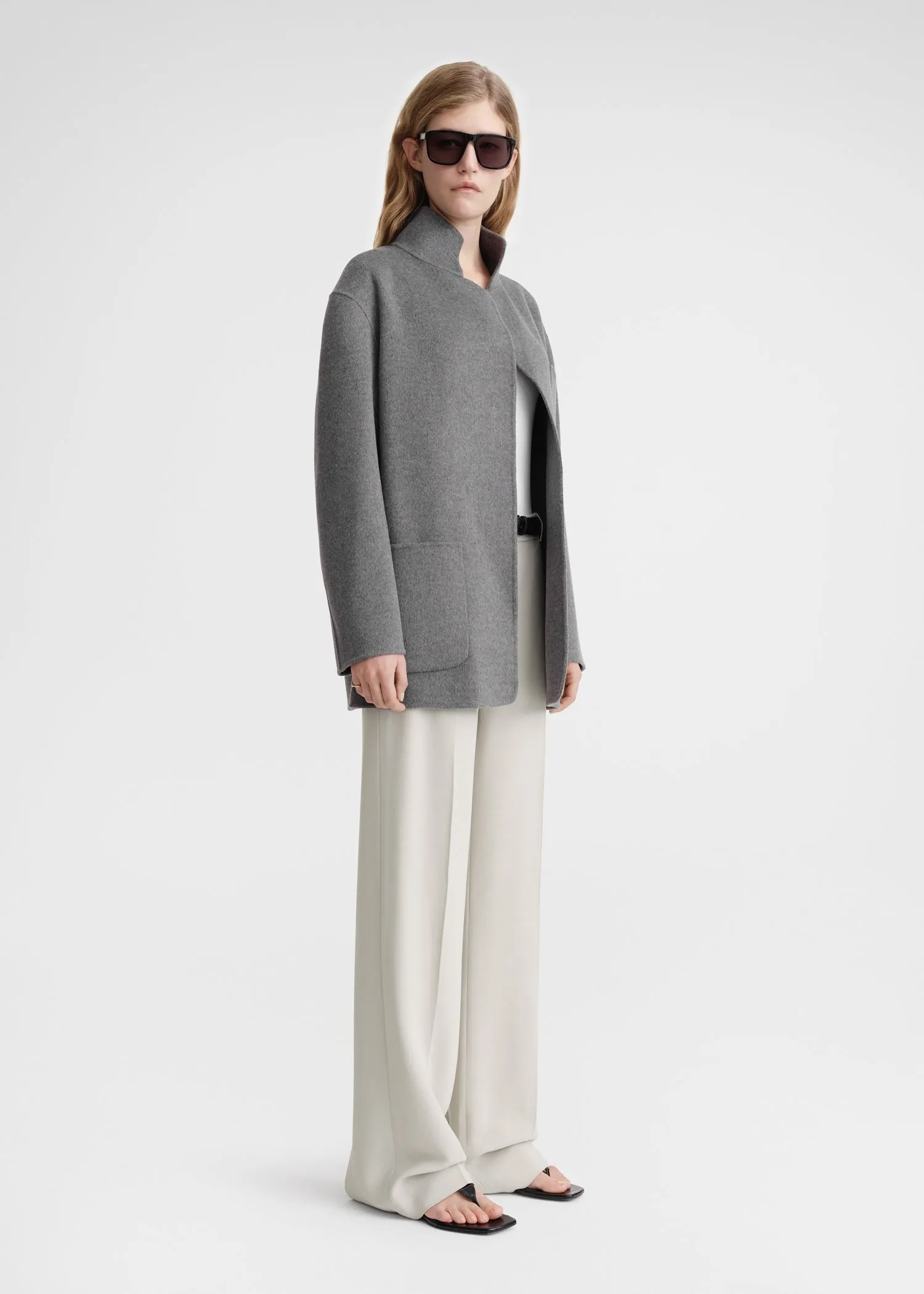 Patch pocket doublé jacket pale grey melange sold by Toteme product image thumbnail 2