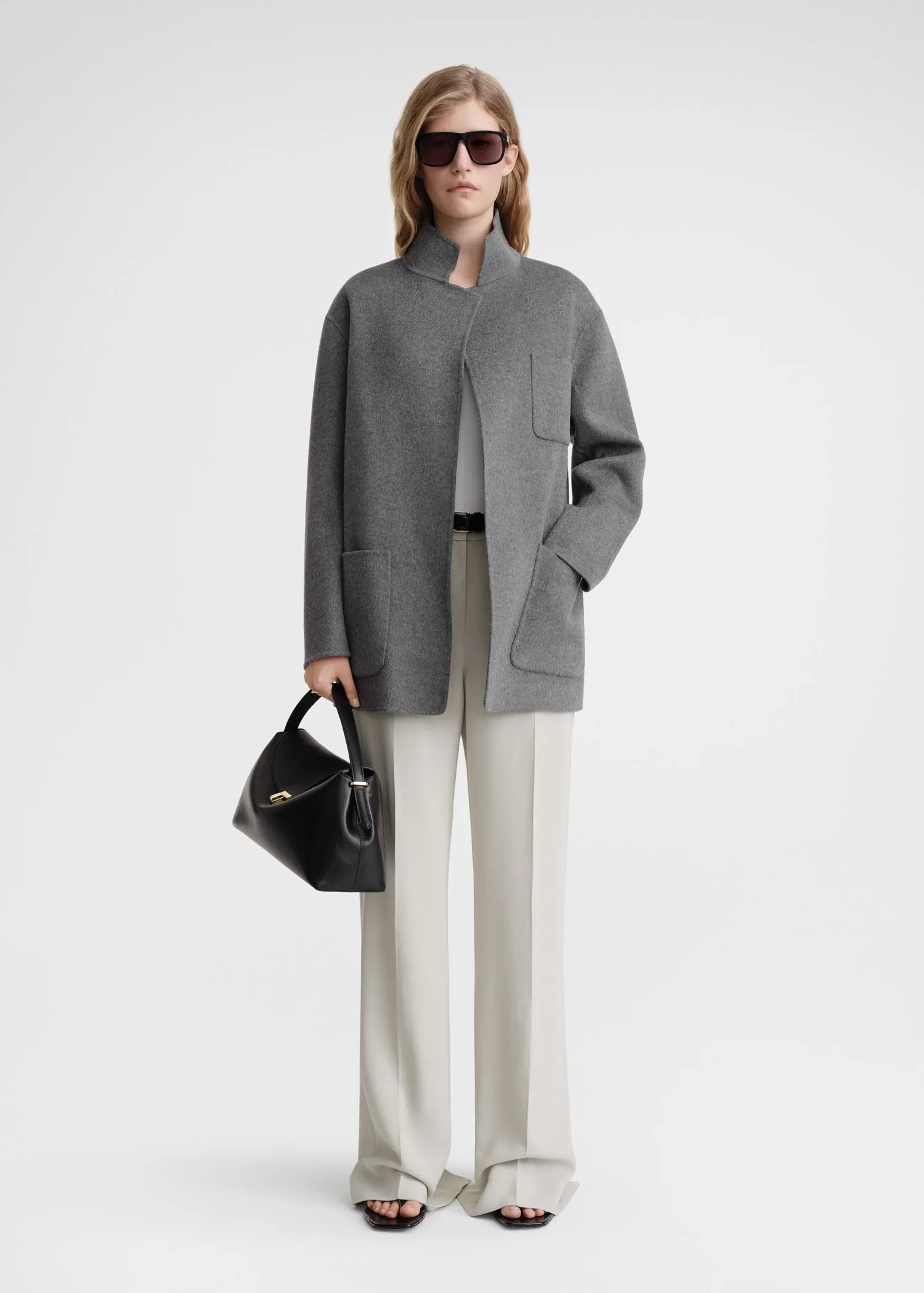 Patch pocket doublé jacket pale grey melange sold by Toteme