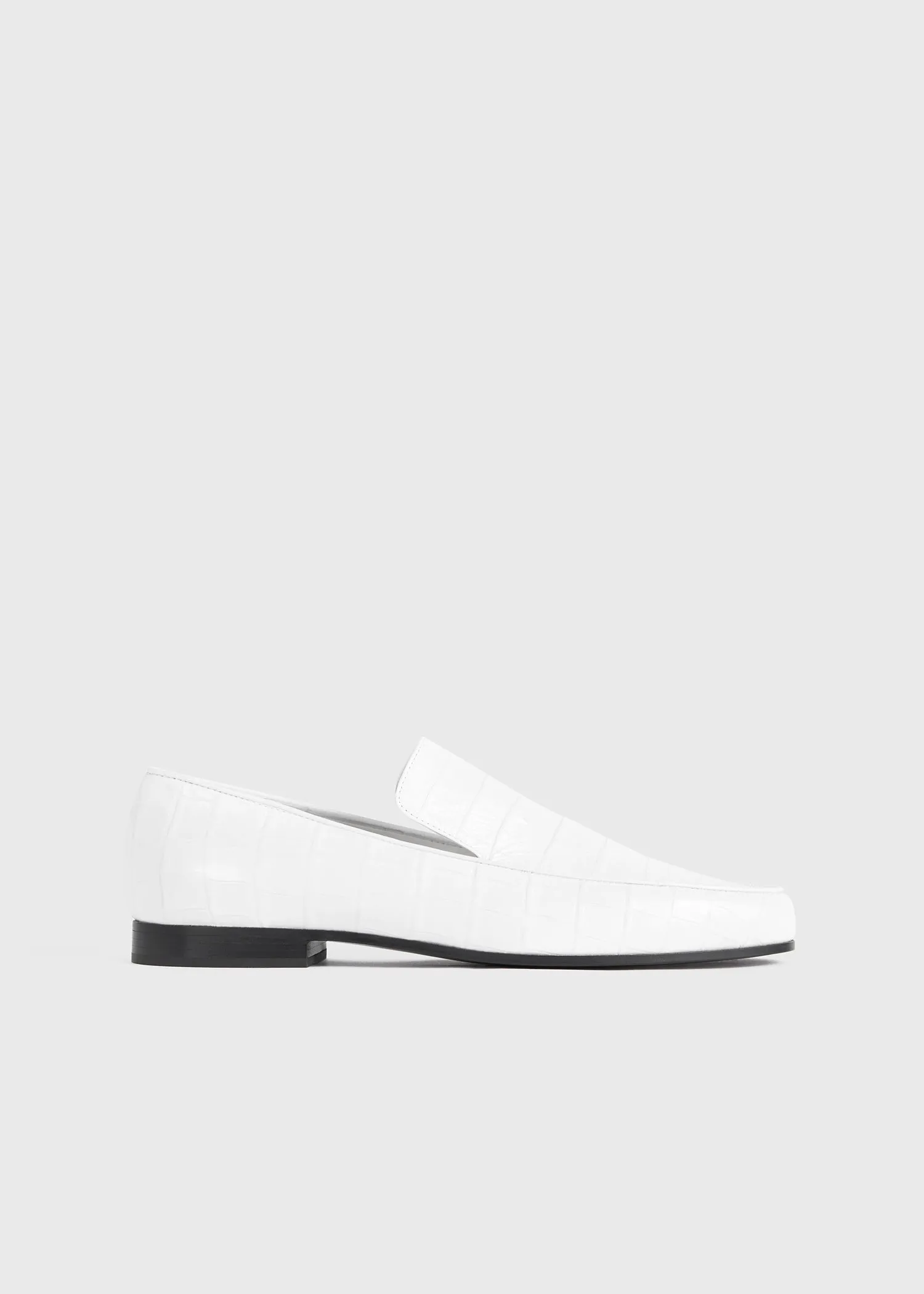 The Croco Oval Loafer white sold by Toteme