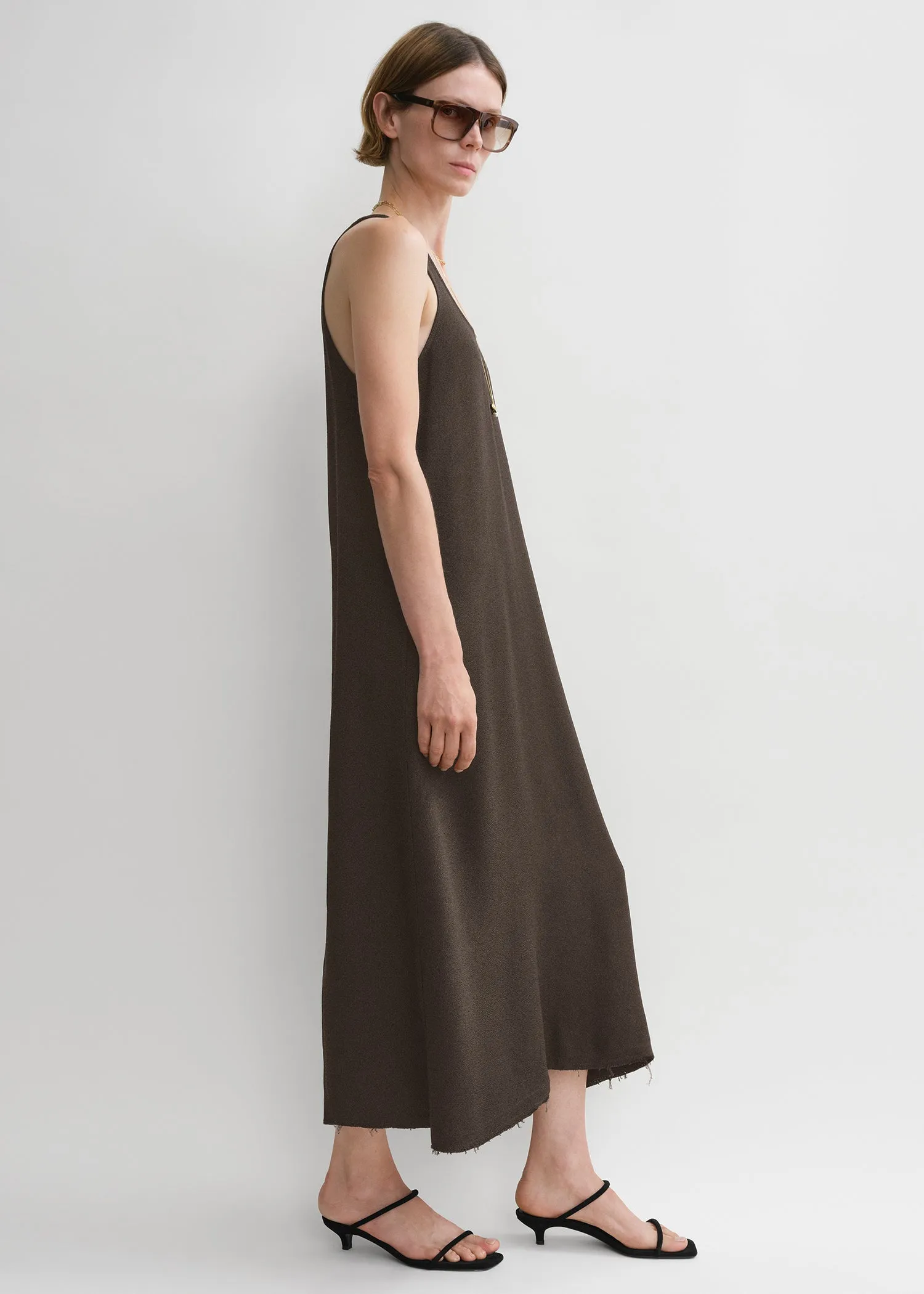 Scoop-neck sablé dress chocolate sold by Toteme product image thumbnail 2