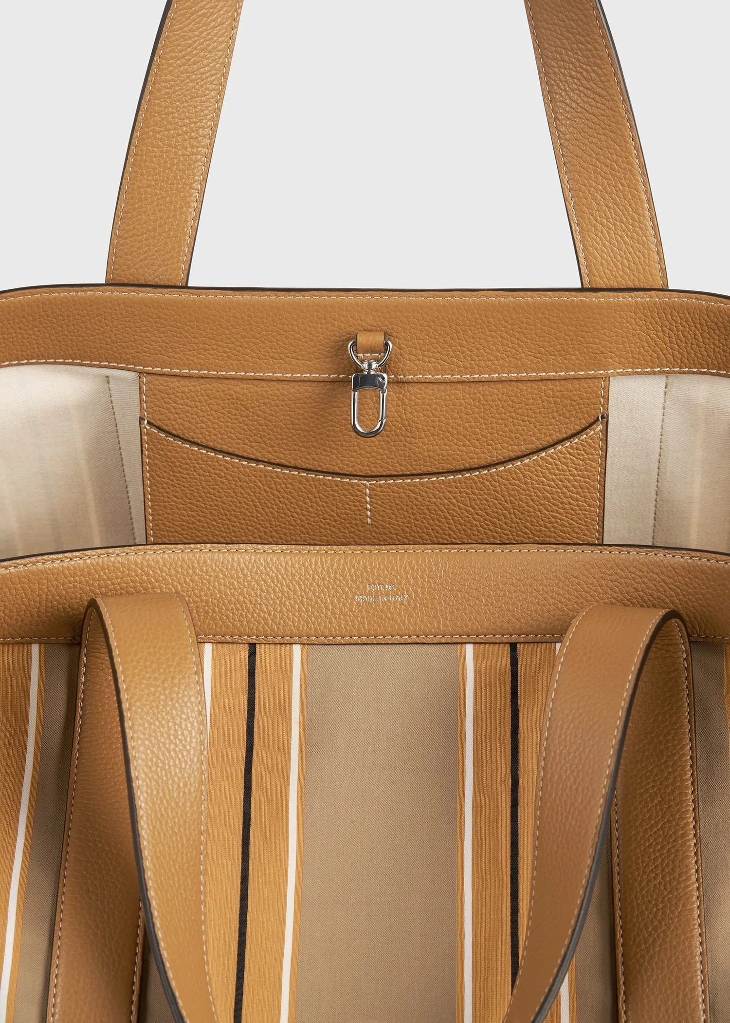 Striped canvas tote caramel/cornsilk sold by Toteme product image thumbnail 5