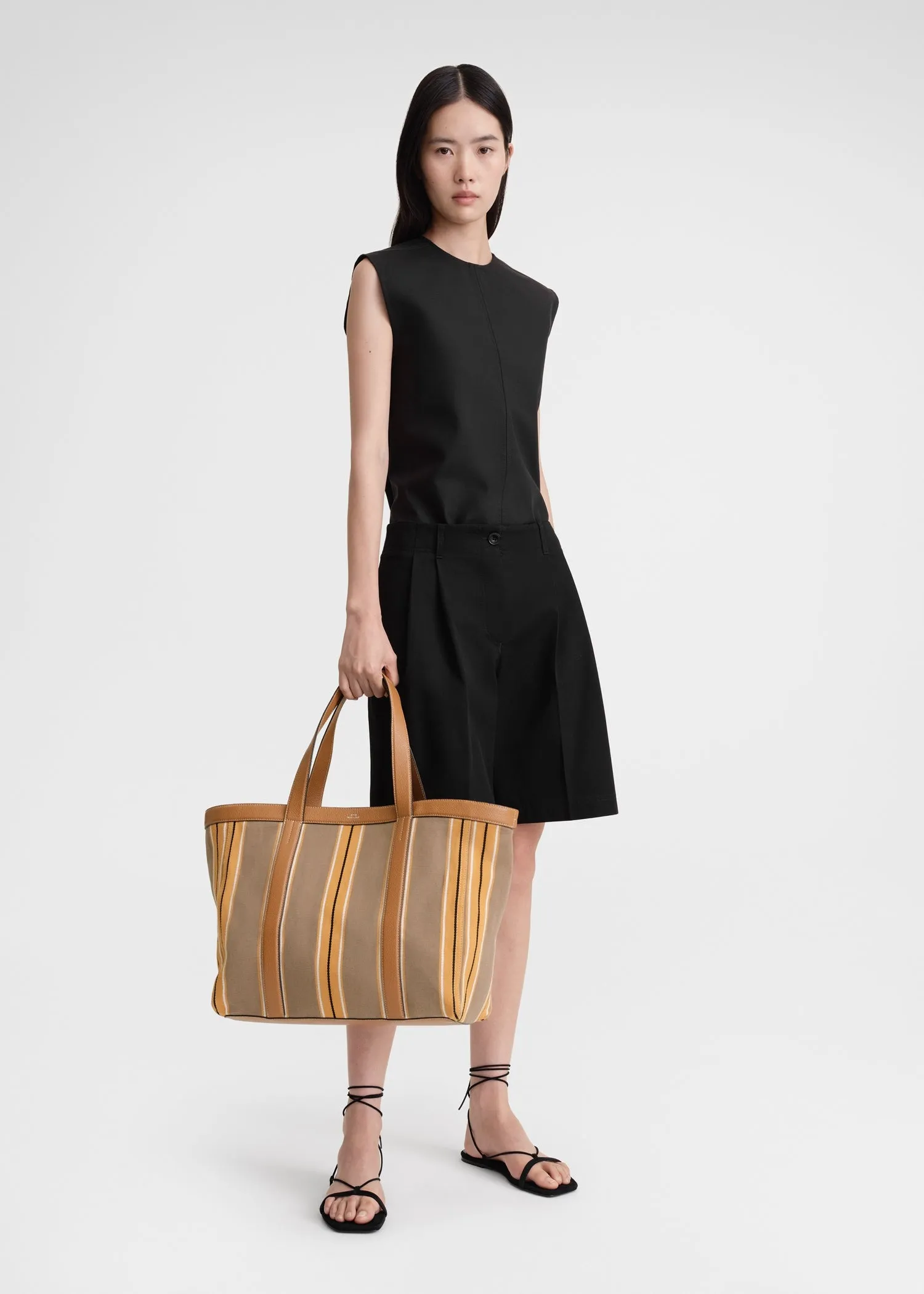 Striped canvas tote caramel/cornsilk sold by Toteme product image thumbnail 2