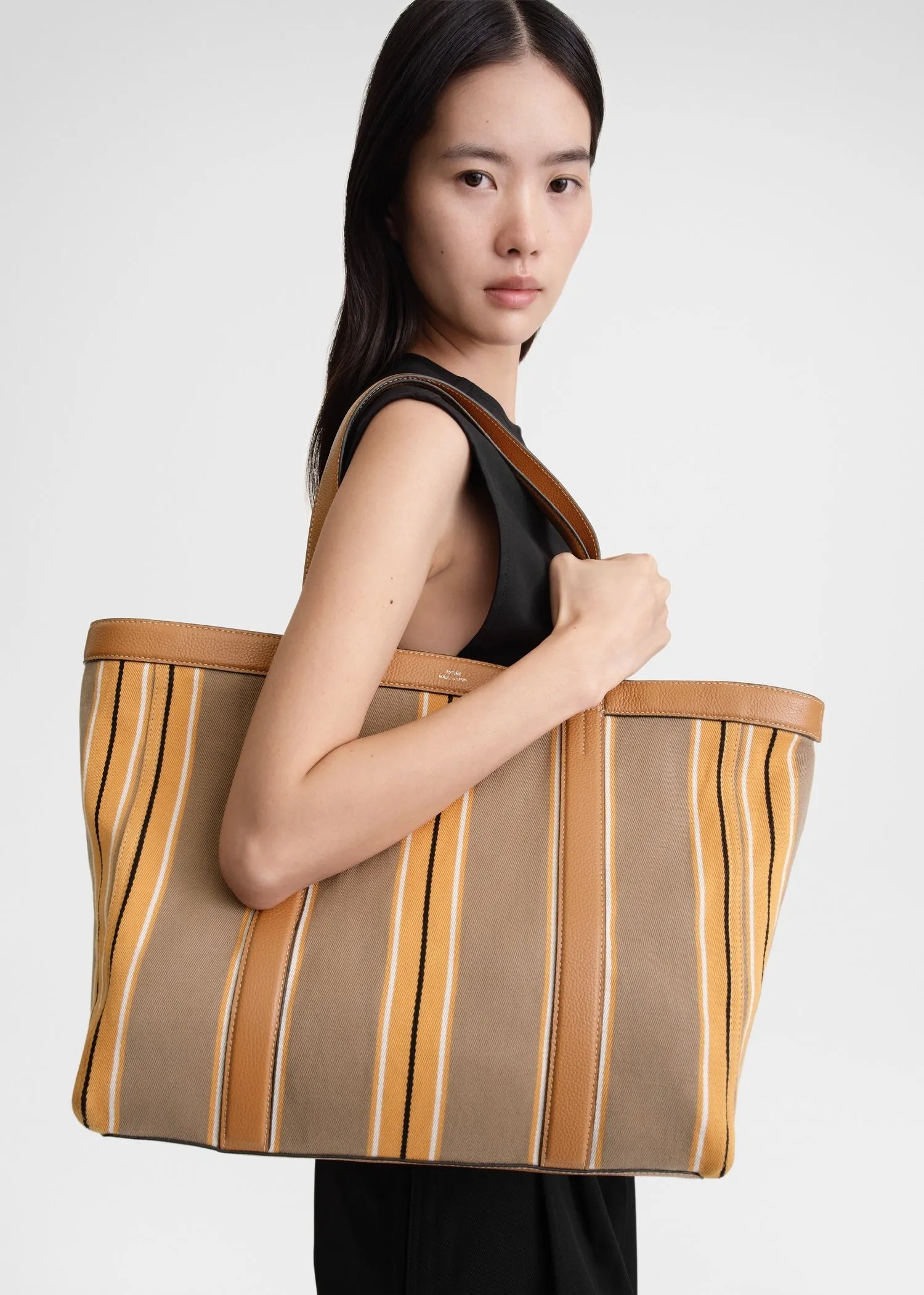Striped canvas tote caramel/cornsilk sold by Toteme product image thumbnail 3