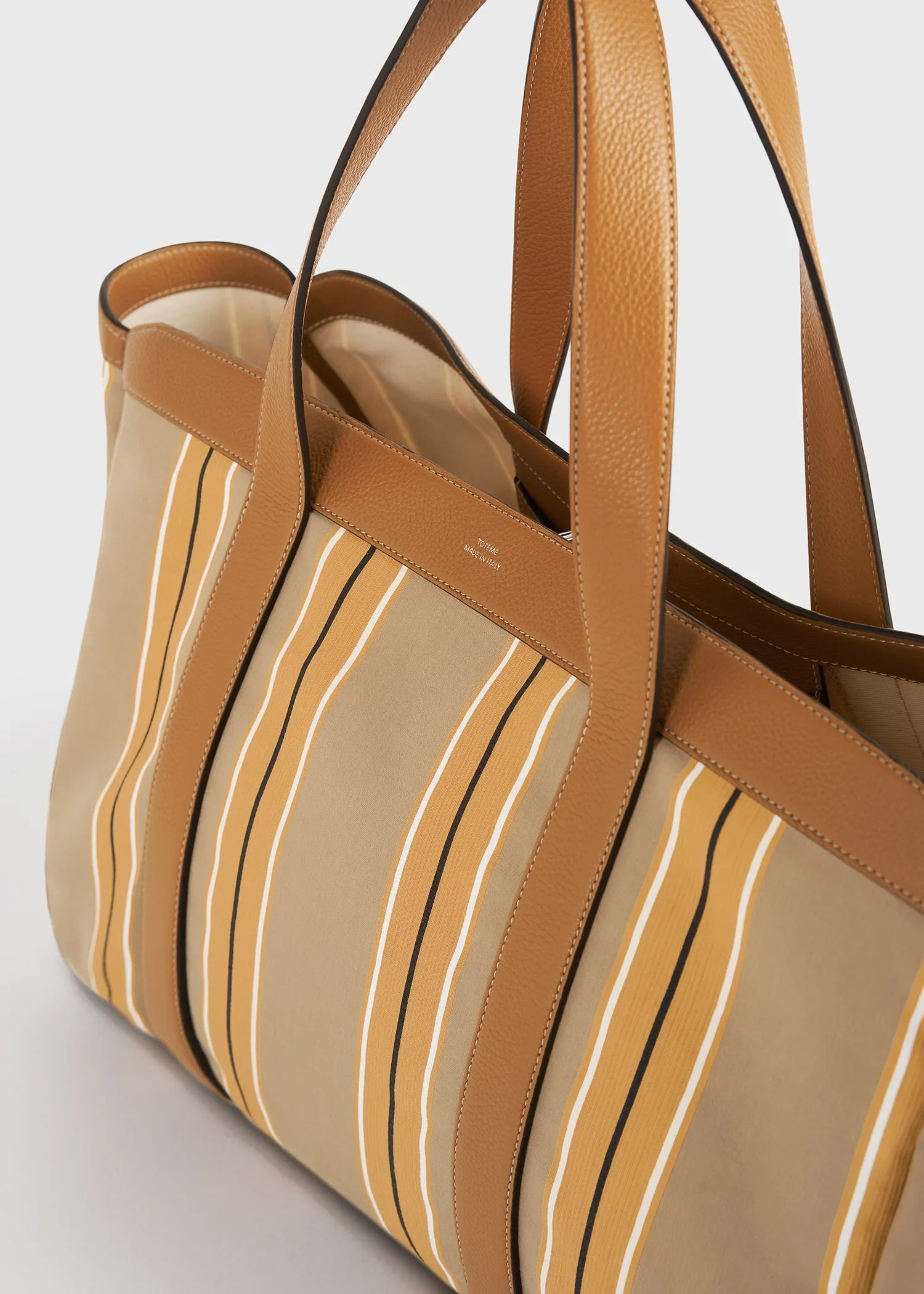 Striped canvas tote caramel/cornsilk sold by Toteme product image thumbnail 4