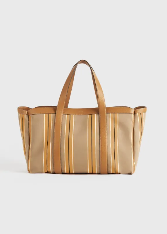 Striped canvas tote caramel/cornsilk sold by Toteme