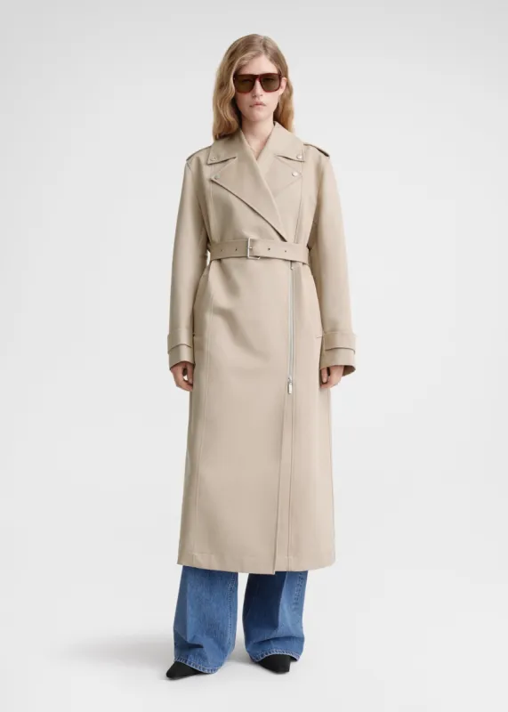Cotton biker trench fawn sold by Toteme