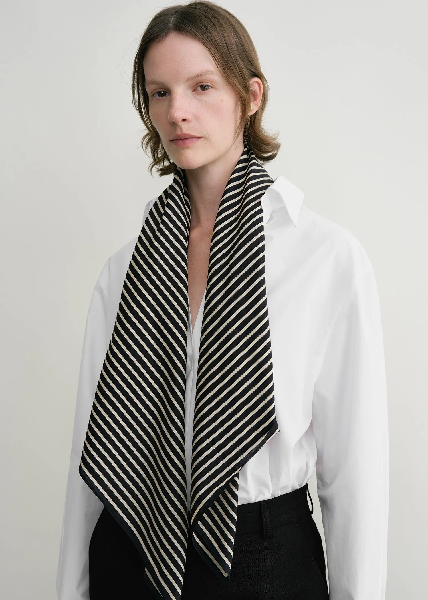 Signature monogram cotton blanket scarf black sold by Toteme product image thumbnail 2