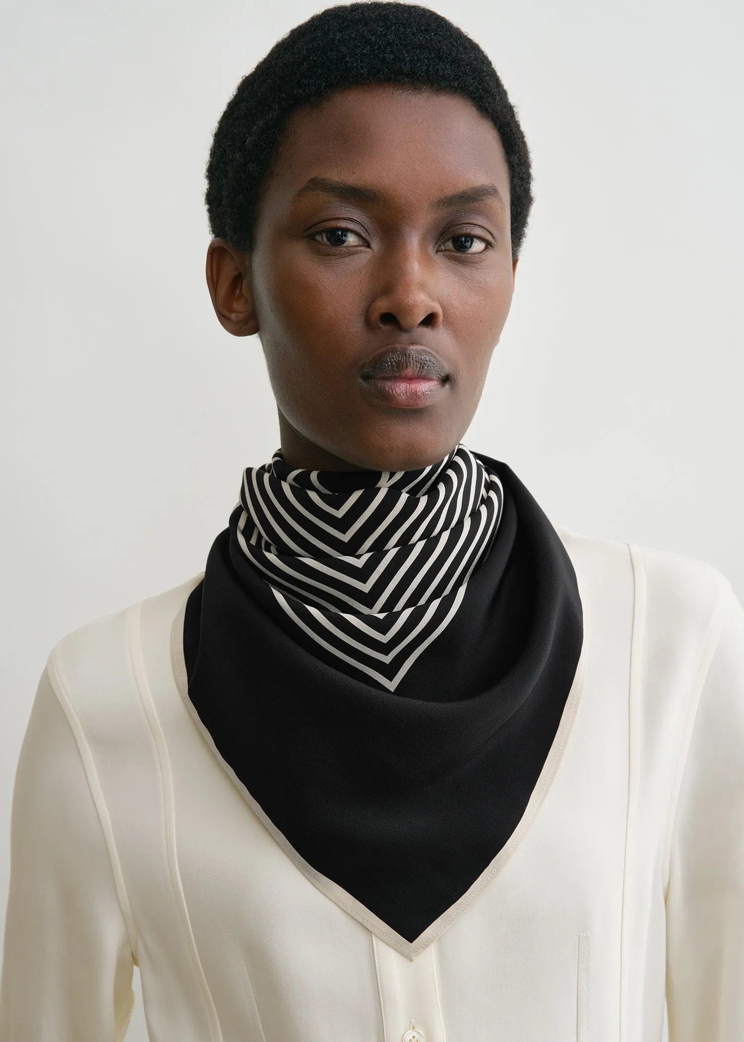 Centered monogram silk scarf black sold by Toteme product image thumbnail 3